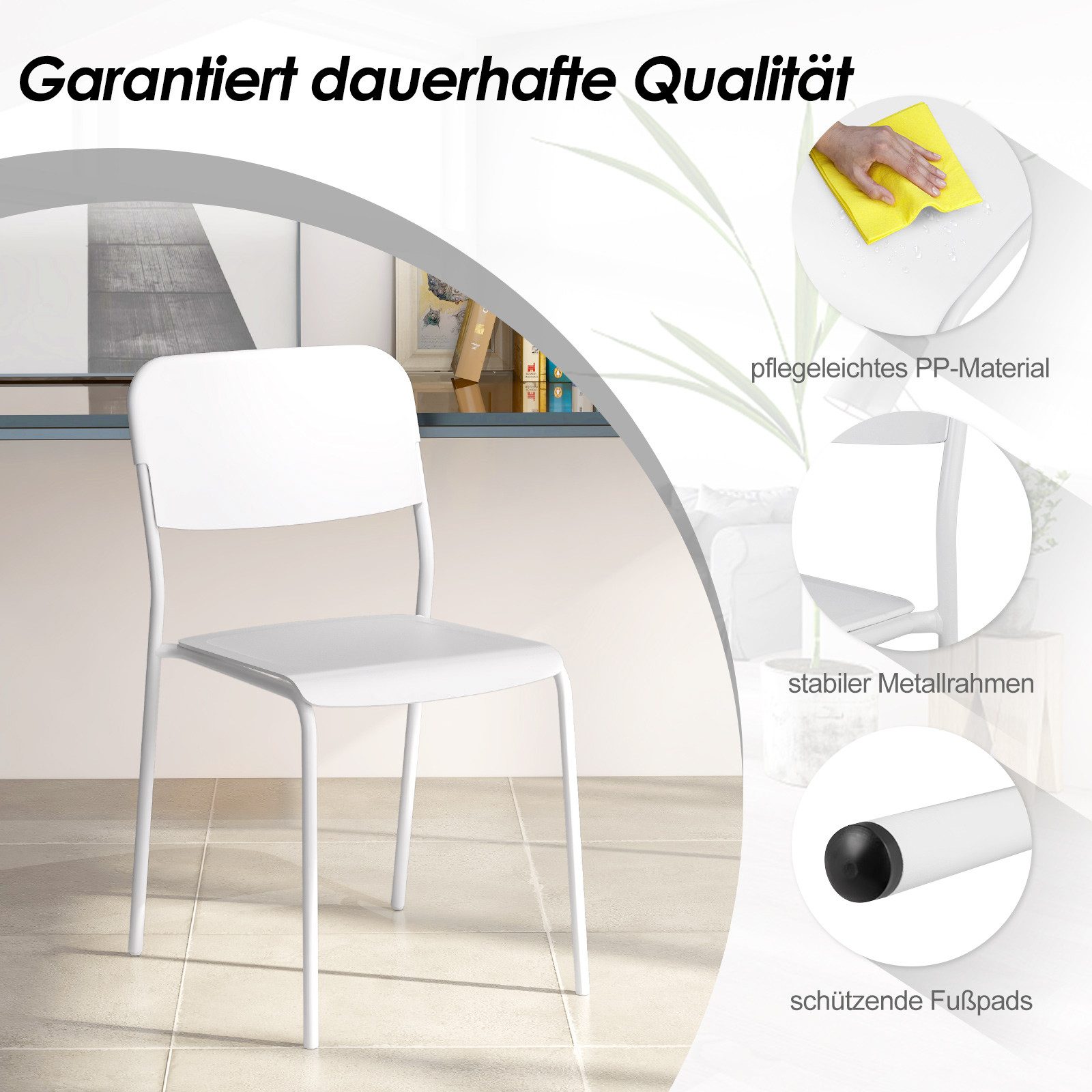 KOMFOTTEU Esszimmerstuhl (4 St), stapelbare Küchenstühle, günstig online kaufen