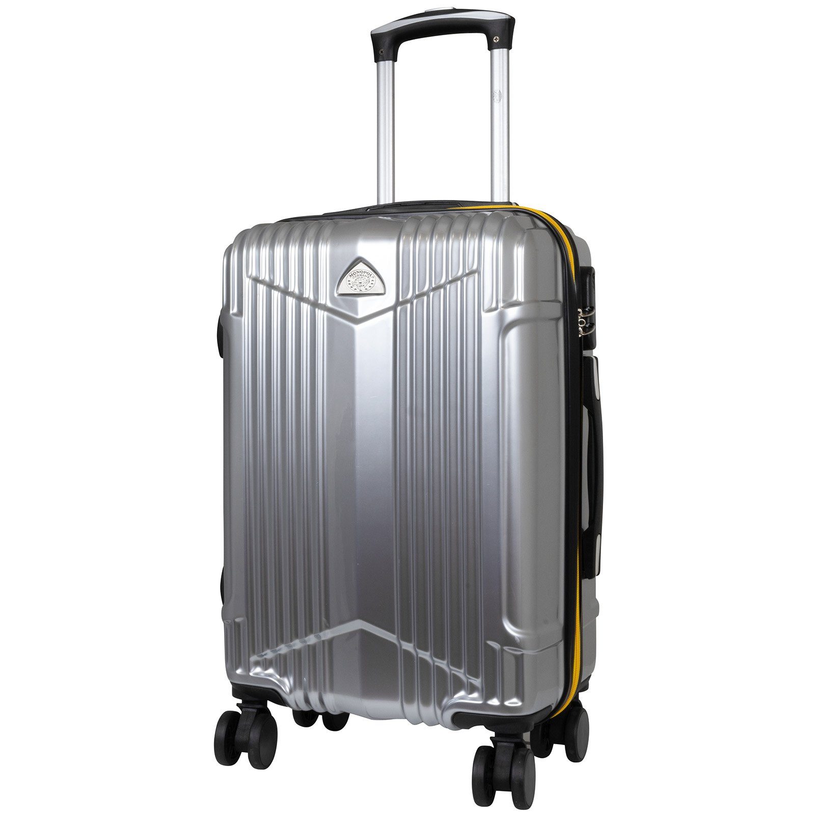 Koffer 58cm Hartschale Trendyshop365 Farben, 4 silber Polycarbonat Handgepäck-Trolley Zahlenschloss, Daytona, 4 Rollen,