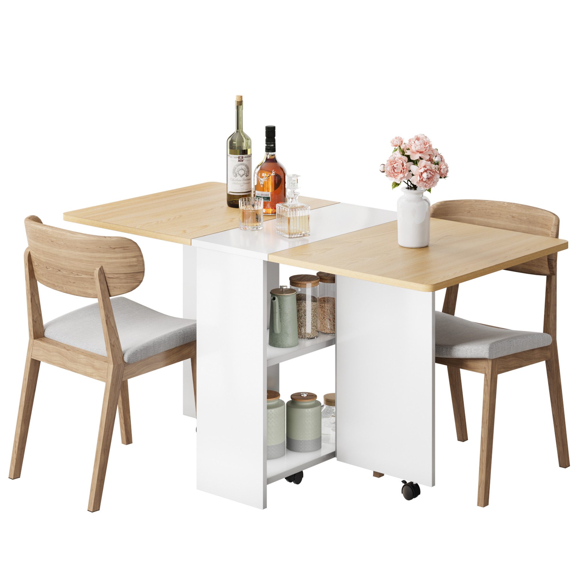 GarveeMore Esstisch klappbarer mit 2 Ablageflächen günstig online kaufen
