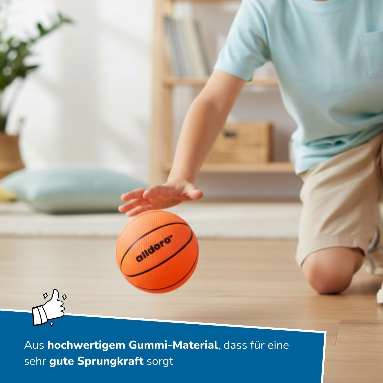 alldoro Spielball 12 Mini Spielbälle für Kinder, Ø 6 cm, je 6x Basketball & Fußball, Sprungstarke Flummi-Gummibälle für drinnen & draußen, ab 3 Jahren