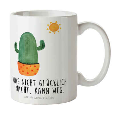 Mr. & Mrs. Panda Tasse Kaktus Sonne - Weiß - Geschenk, Porzellantasse, Kaffeetasse, Liebe Ka, Keramik, Brillante Bedruckung