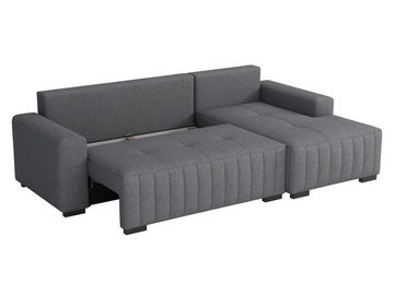 MIRJAN24 Ecksofa Hugo, mit Bettkasten und Schlaffunktion, Eckcouch für Wohnzimmer, Holzfüße, L-Form Sofa