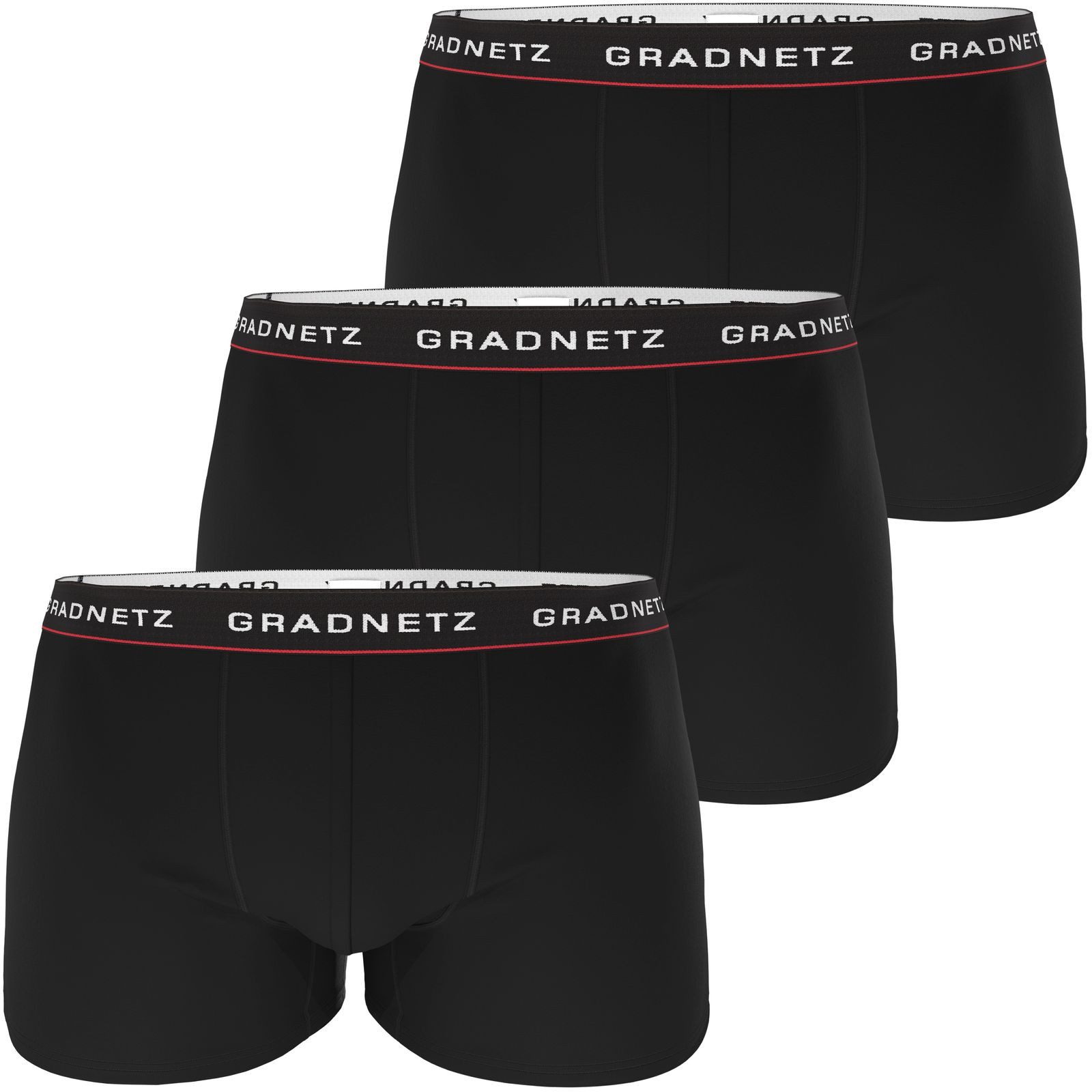 Gradnetz Retro Boxer Retropant "red" (Spar-Set, 3-St., 3er-Pack) 3x schwarz mit eingewebtem roten Streifen