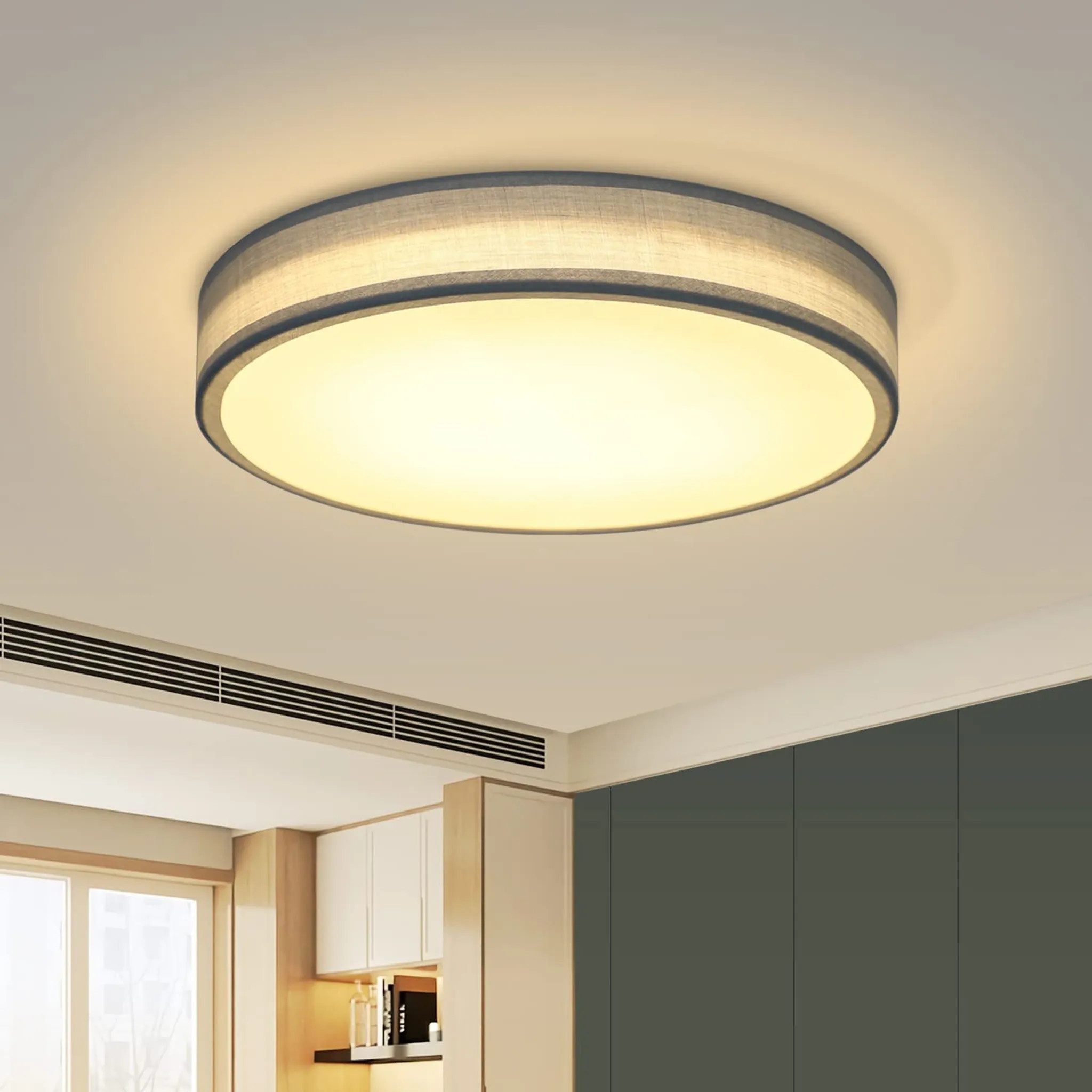 Nettlife LED Deckenleuchte Schlafzimmer Grün Stoffschirm günstig online kaufen