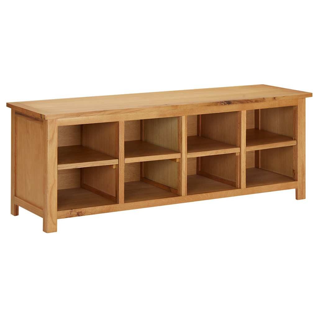 furnicato Schuhregal mit Sitzbank aus massivem Eichenholz und MDF, 114x37x45 cm, Stabiler Garderobenständer mit 8 Fächern für den Eingangsbereich