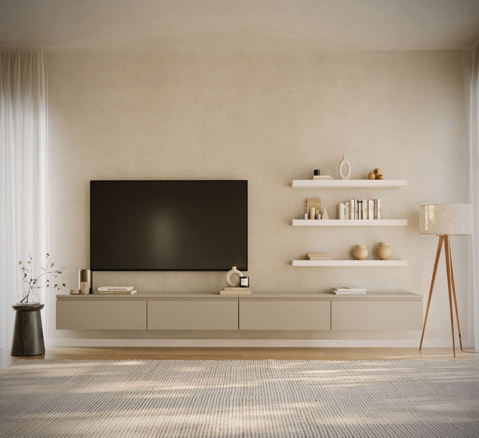 Selsey TV-Schrank BEMMI Hängendes TV-Board mit vier Klappen 300 cm