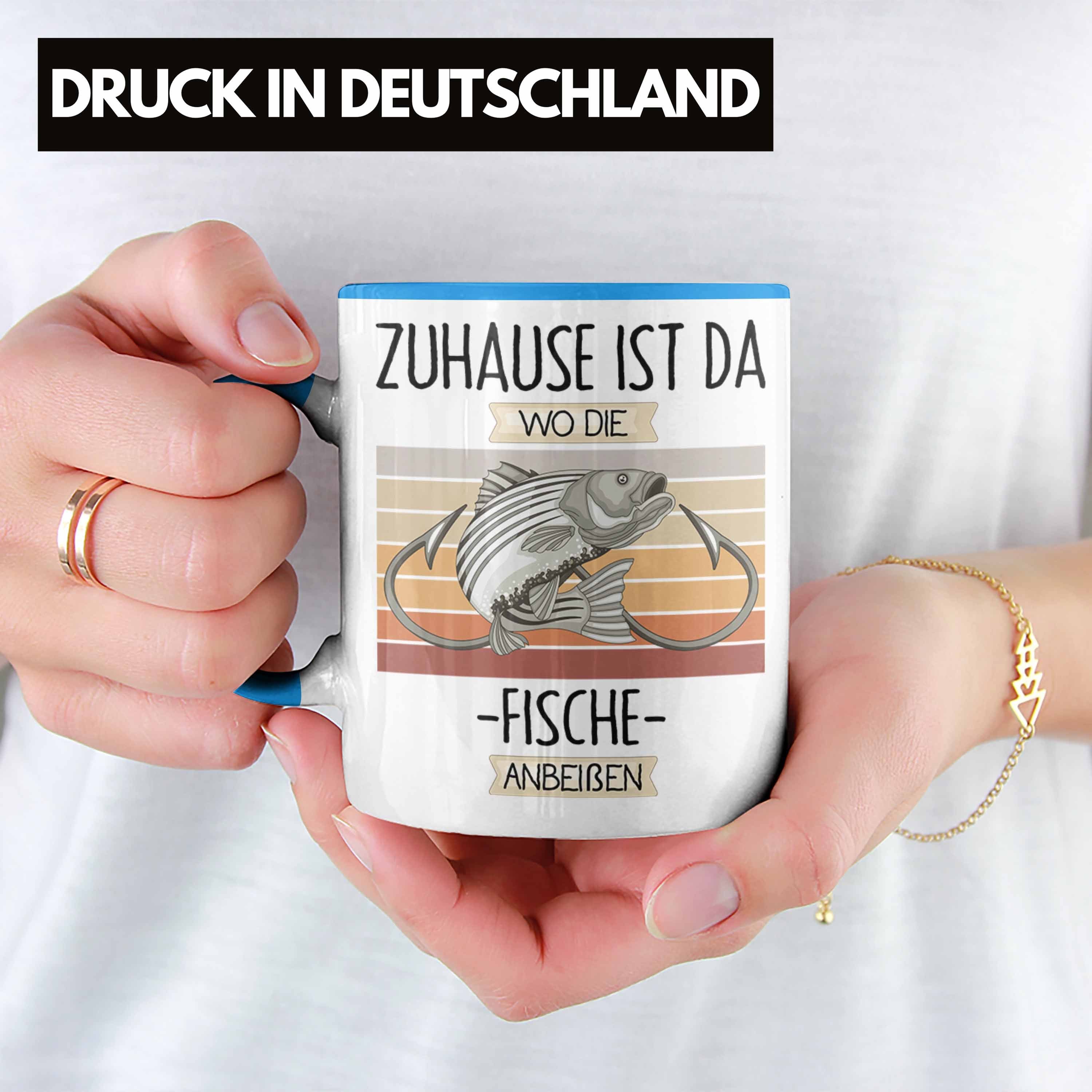 Lustiger Trendation Wo Da Zuhause D Geschenkidee Blau Tasse Spruch Tasse Angler Geschenk Ist