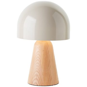 Lightbox Tischleuchte, ohne Leuchtmittel, Pilz Tischlampe mit Holzfuß, 31 cm Höhe, Ø 20 cm, E14, beige