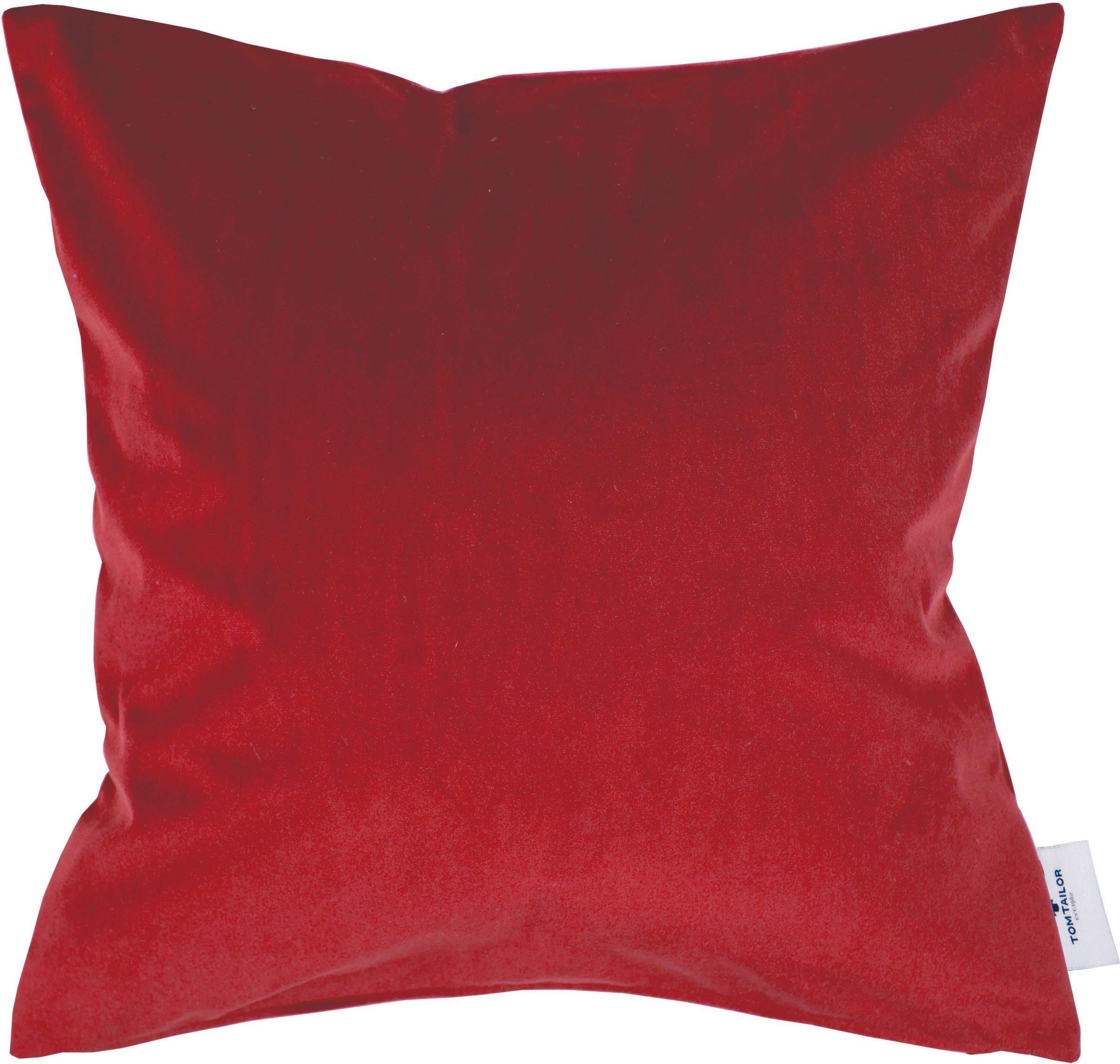 TOM TAILOR HOME Dekokissen French Velvet, aus weichem Micro-Velvet, Kissenhülle ohne Füllung, 1 Stück rot | Kissenbezüge