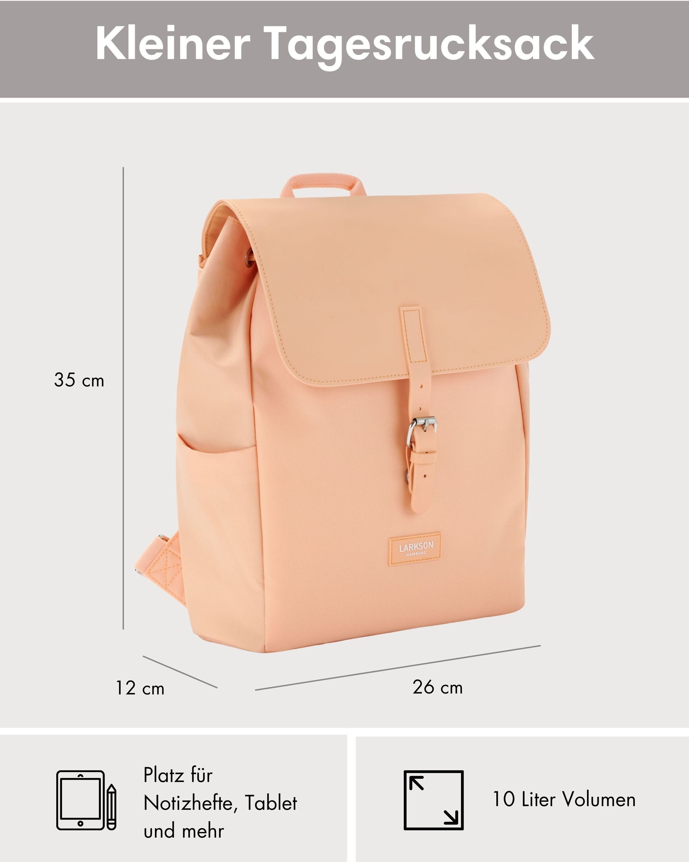 LARKSON Cityrucksack Ida Laptop Rucksack Damen Herren Klein Elegant (1-tlg), Anti Diebstahl Seitentasche, Laptopfach, Wasserabweisend