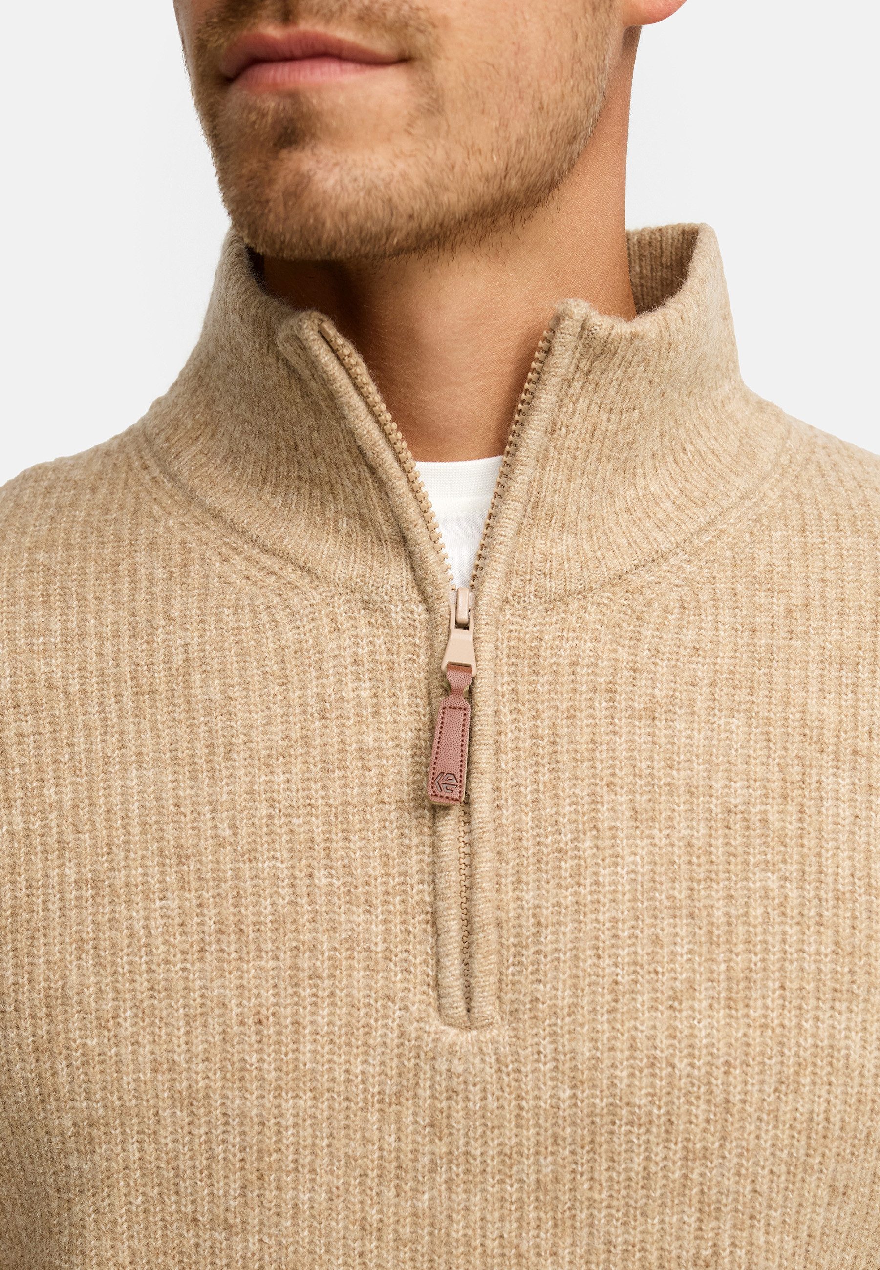 Indicode Strickpullover Herren INPeace Half Pullover Herrenpullover mit Stehkragen und praktischem Half-Zip