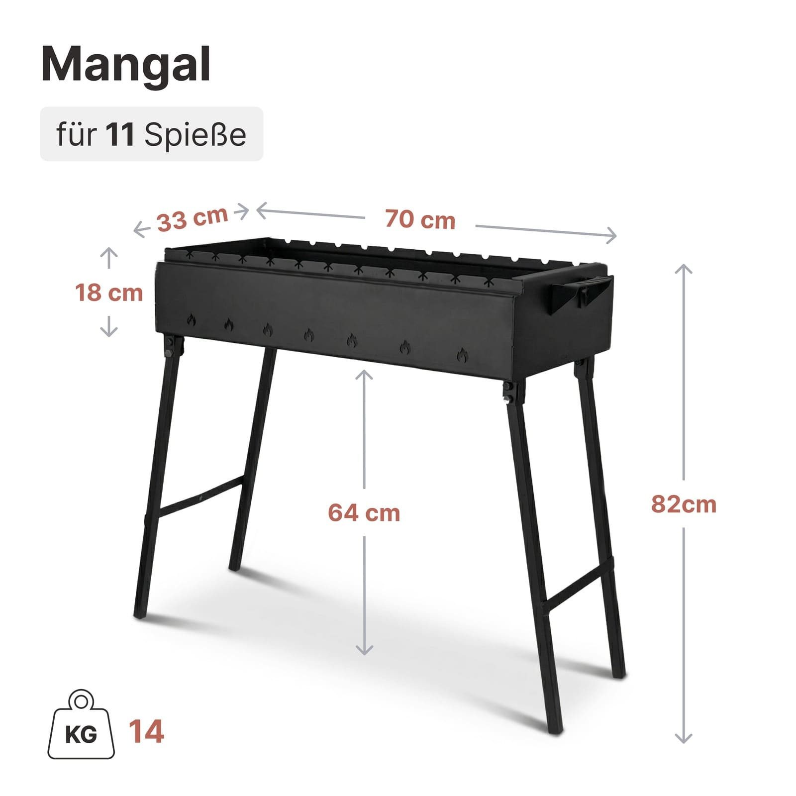BIG-PAN Feuerkorb Klappbar Mangal für 11 Spieße 70cm Holzkohlegrill