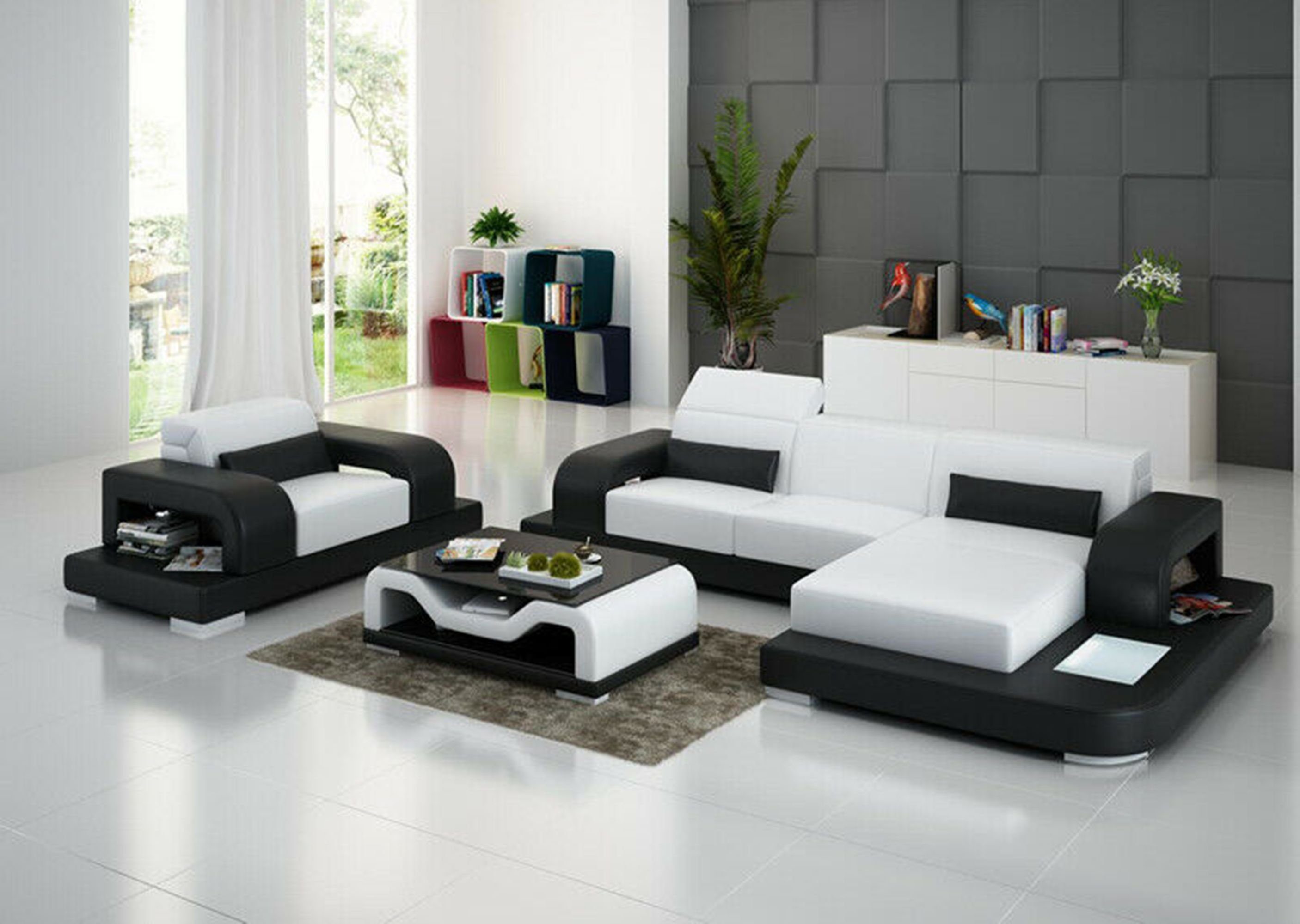 JVmoebel Ecksofa, Ledersofa Wohnlandschaft Ecksofa USB mit Sofa L-förmig Weiß 1 Sitzer