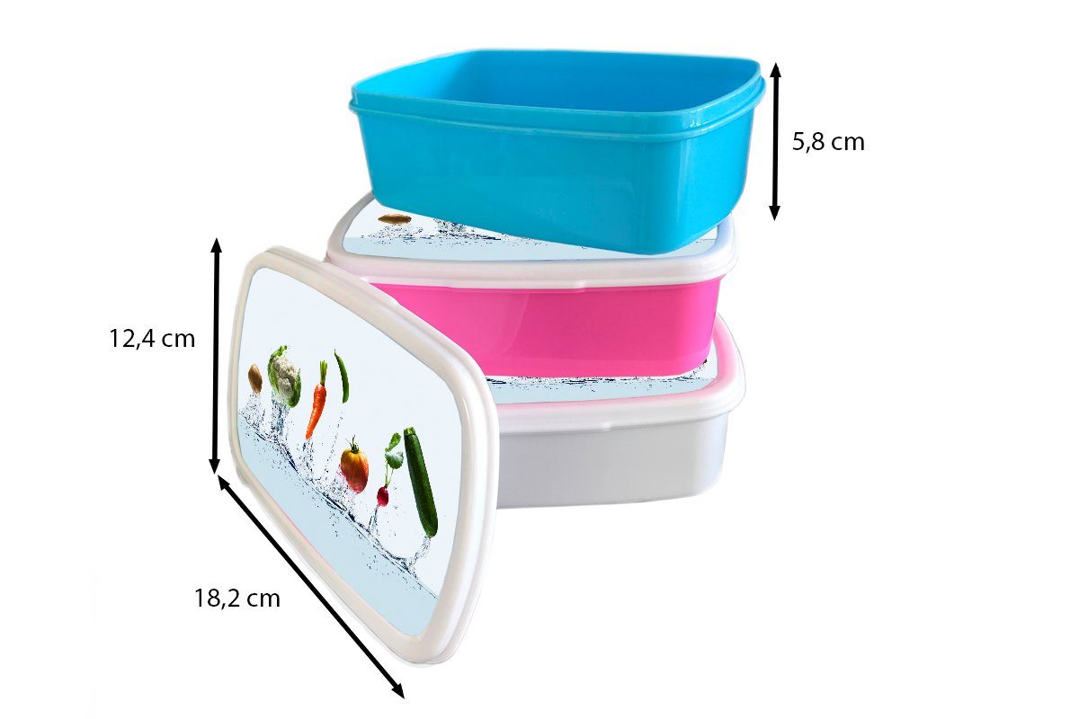 MuchoWow Lunchbox Gemüse - und Kinder und weiß Wasser für Brotbox Jungs Mädchen Brotdose, Zucchini, Kunststoff, (2-tlg), für Erwachsene, 