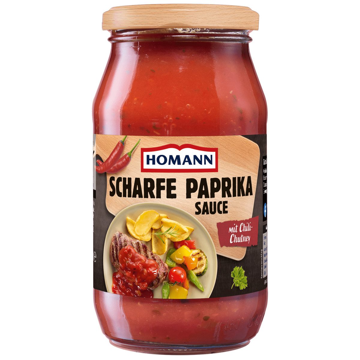Homann Saucen, Homann Scharfe Paprika Sauce mit feiner Chili-Note und Chutney 400ml