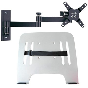 Drall Instruments L52B-IP3W TV-Wandhalterung, (2-tlg., Wandhalterung schwarz mit Notebookhalterung Laptophalterung weiß)
