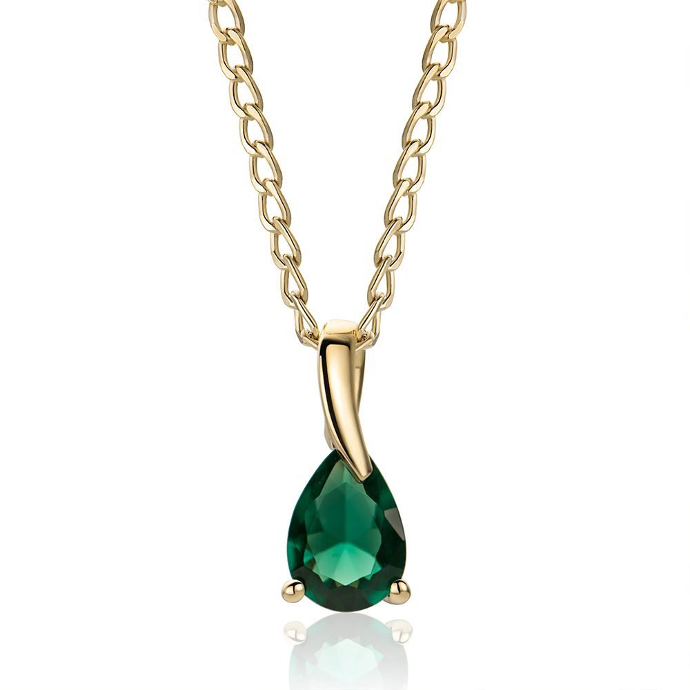 Miore Kette mit Anhänger für Damen mit Smaragd, Saphir, Rubin, Blautopas oder Amethyst, in 9K (375) Gelbgold