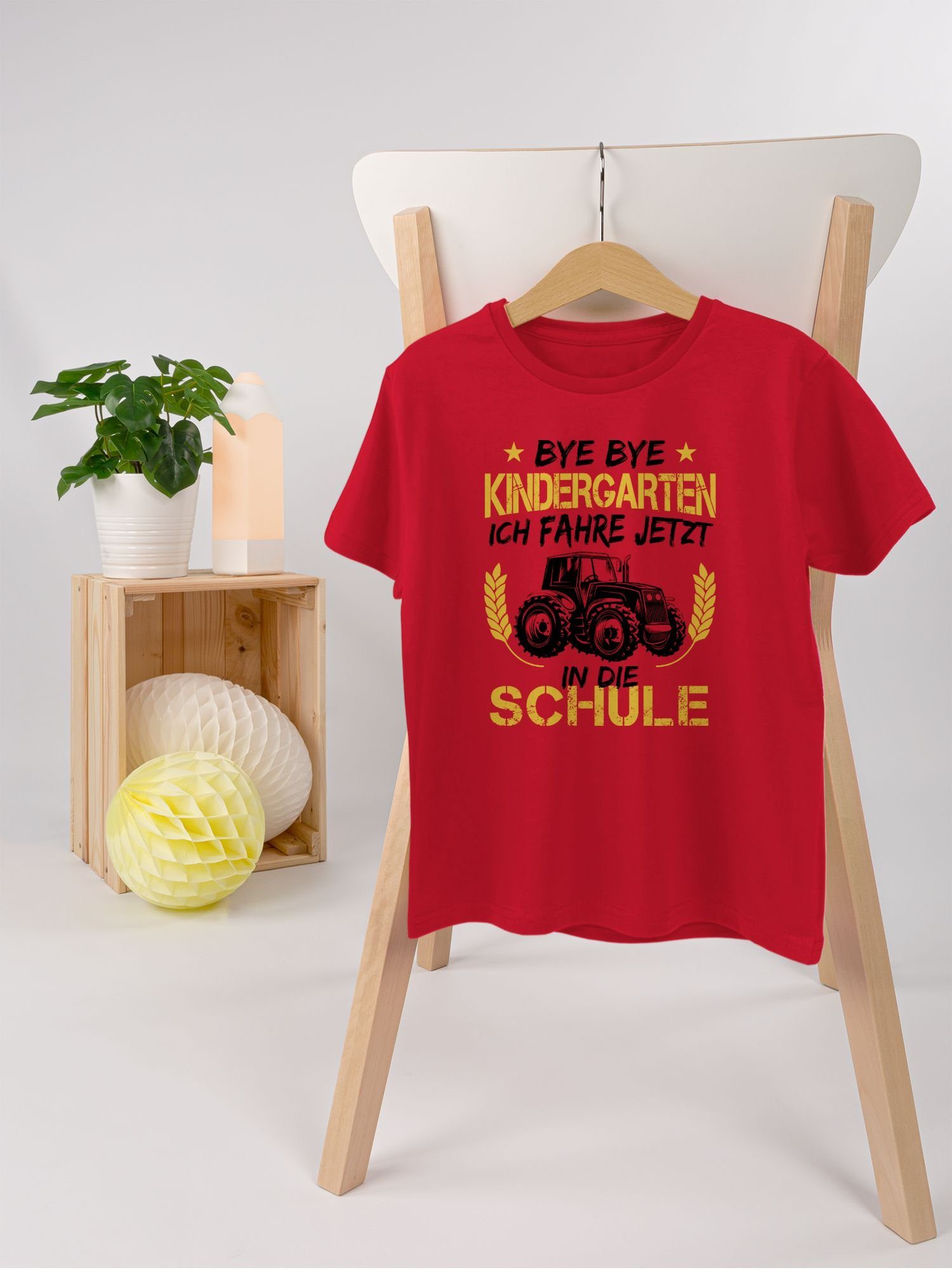 fahre Traktor Junge 3 Schule Kindergarten Geschenke Schulanfang Rot in die Bye T-Shirt Schwarz jetzt Ora Bye Shirtracer ich Einschulung