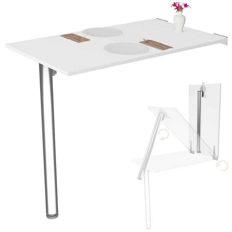 KDR Produktgestaltung Klapptisch 80x50 Wandklapptisch Esstisch Küchentisch Schreibtisch Wand Tisch, Weiß
