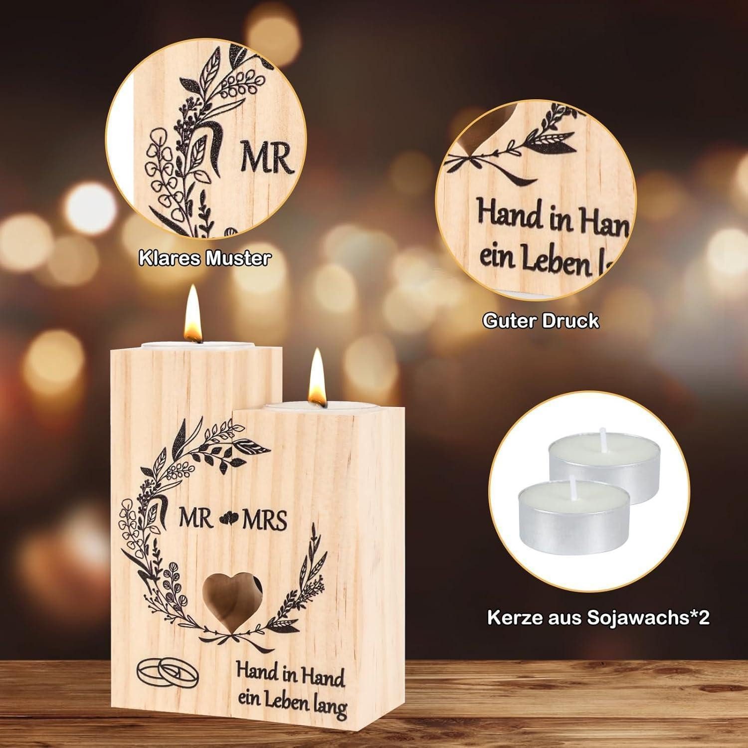 LuxusKollektion Kerzenständer Hochzeitsgeschenk Kerzenständer Set Holz günstig online kaufen