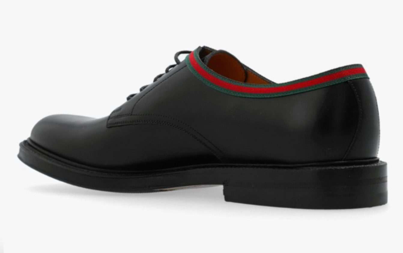 GUCCI Schuhe Derbyschuhe Beyond GRG Trim Web Derby 39 Schnürschuh Ripsbanddetail im legendären Gucci Web-Design