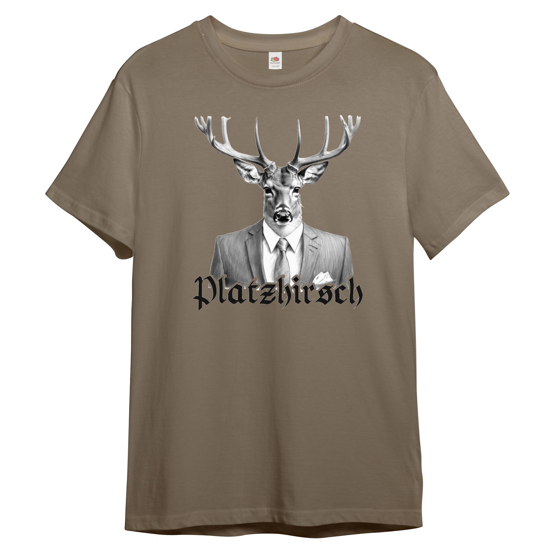 PAULGOS Print-Shirt Herren T-Shirt "Platzhirsch mit Sakko", Hirschkopf