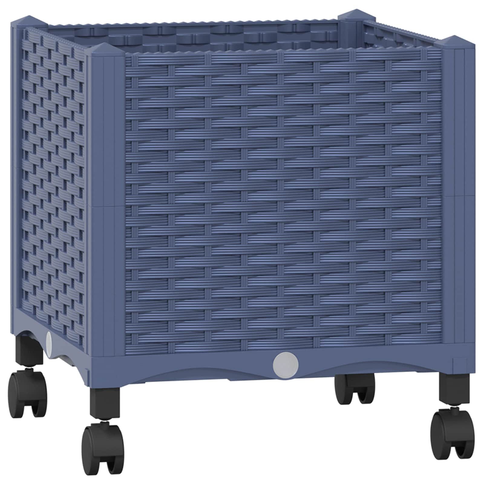 vidaXL Blumentopf Gartenpflanzer mit Rädern Blaugrau 40 x 40 x 48 cm PP (1 St)