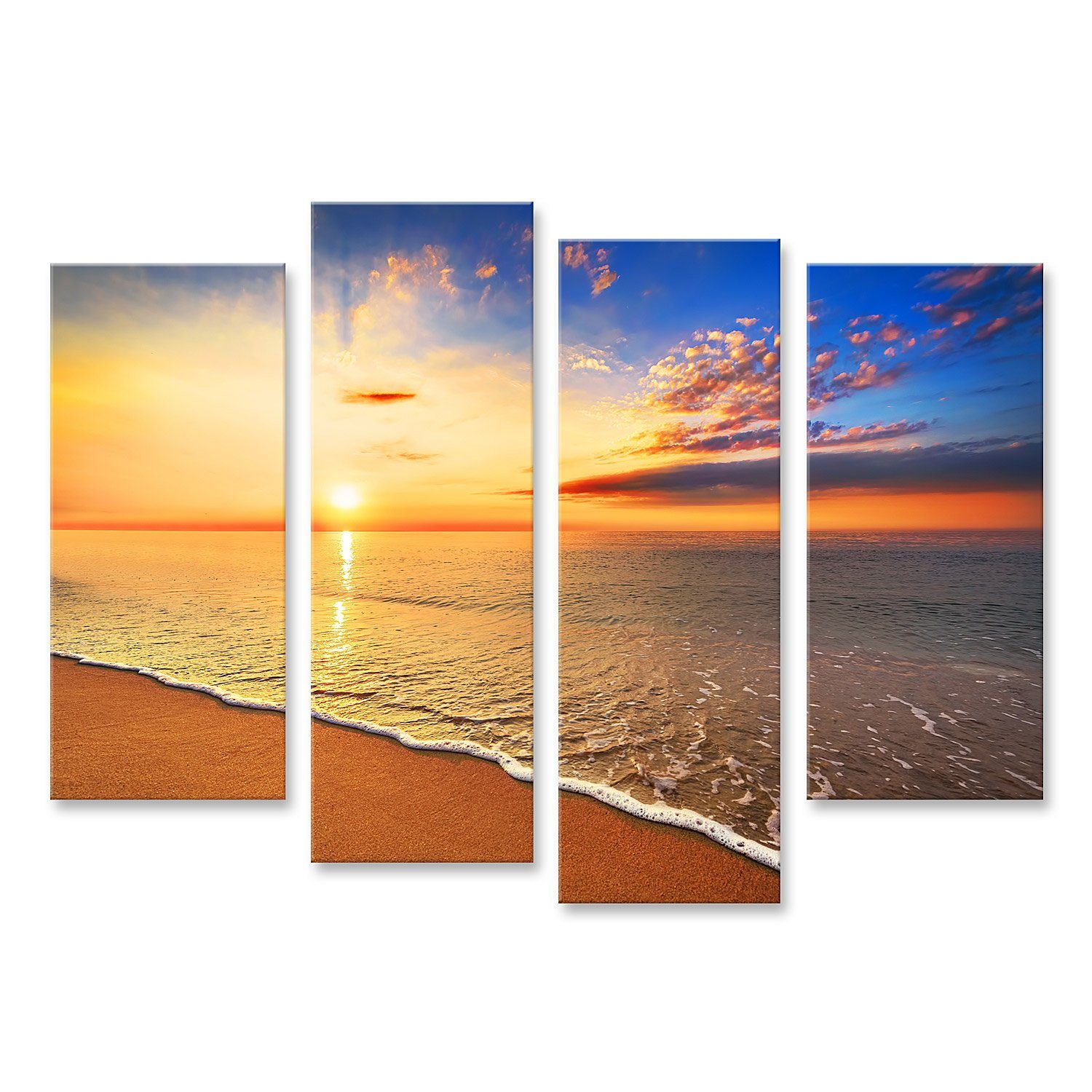 Leinwandbild Bild auf Leinwand Schöner tropischer Sonnenaufgang am Strand Wandbild