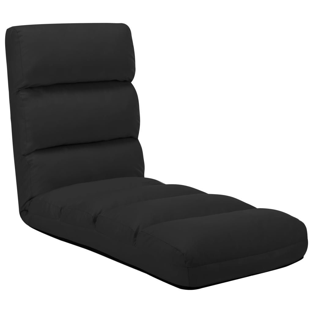 vidaXL Chaiselongue Bodenstuhl Faltbar Schwarz Kunstleder, 1 Teile