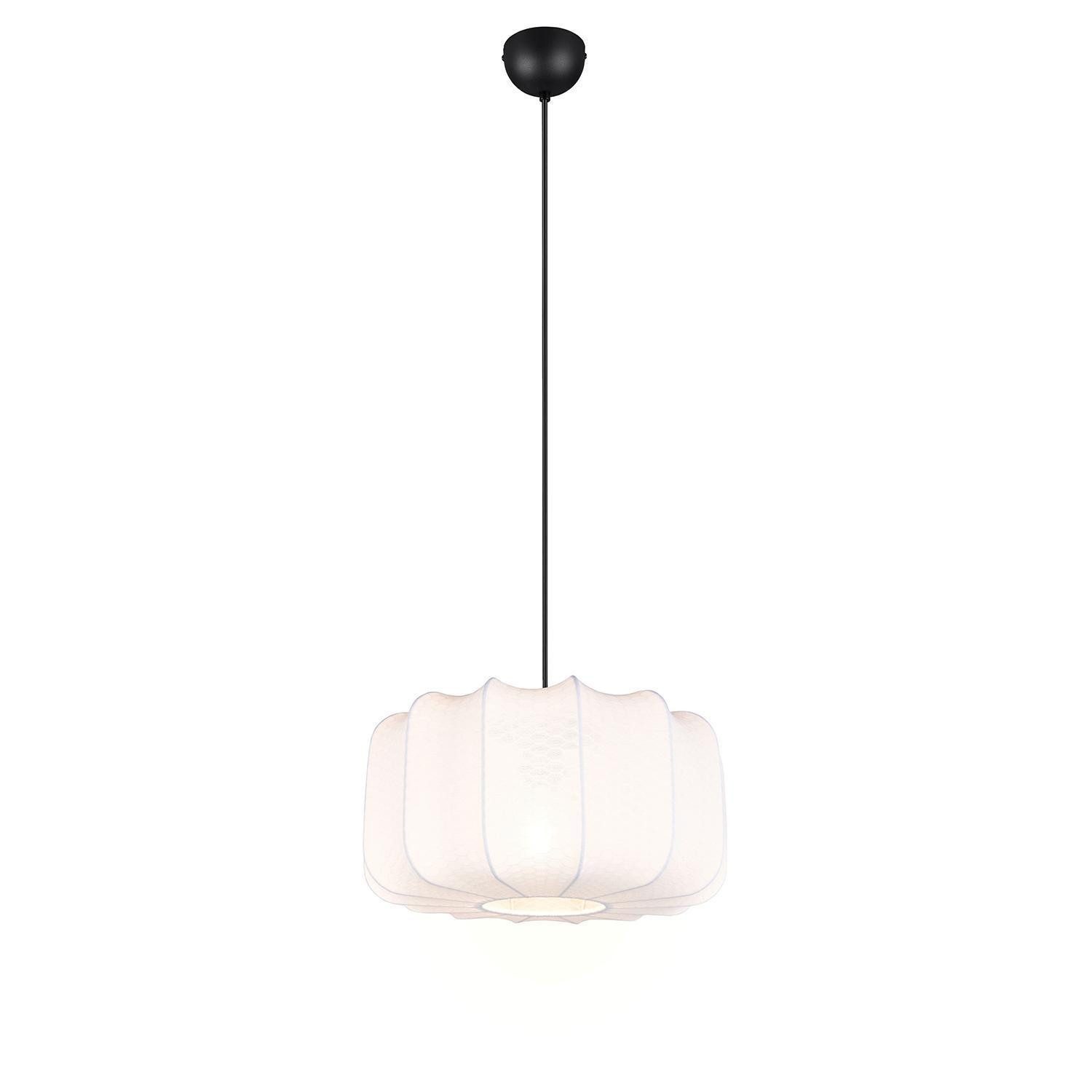 Reality Leuchten Pendelleuchte MADELINE, 1-flammig, Weiß, Metall, Stoffschirm, ohne Leuchtmittel, Höhenverstellbar, Ø 40 x H 150 cm