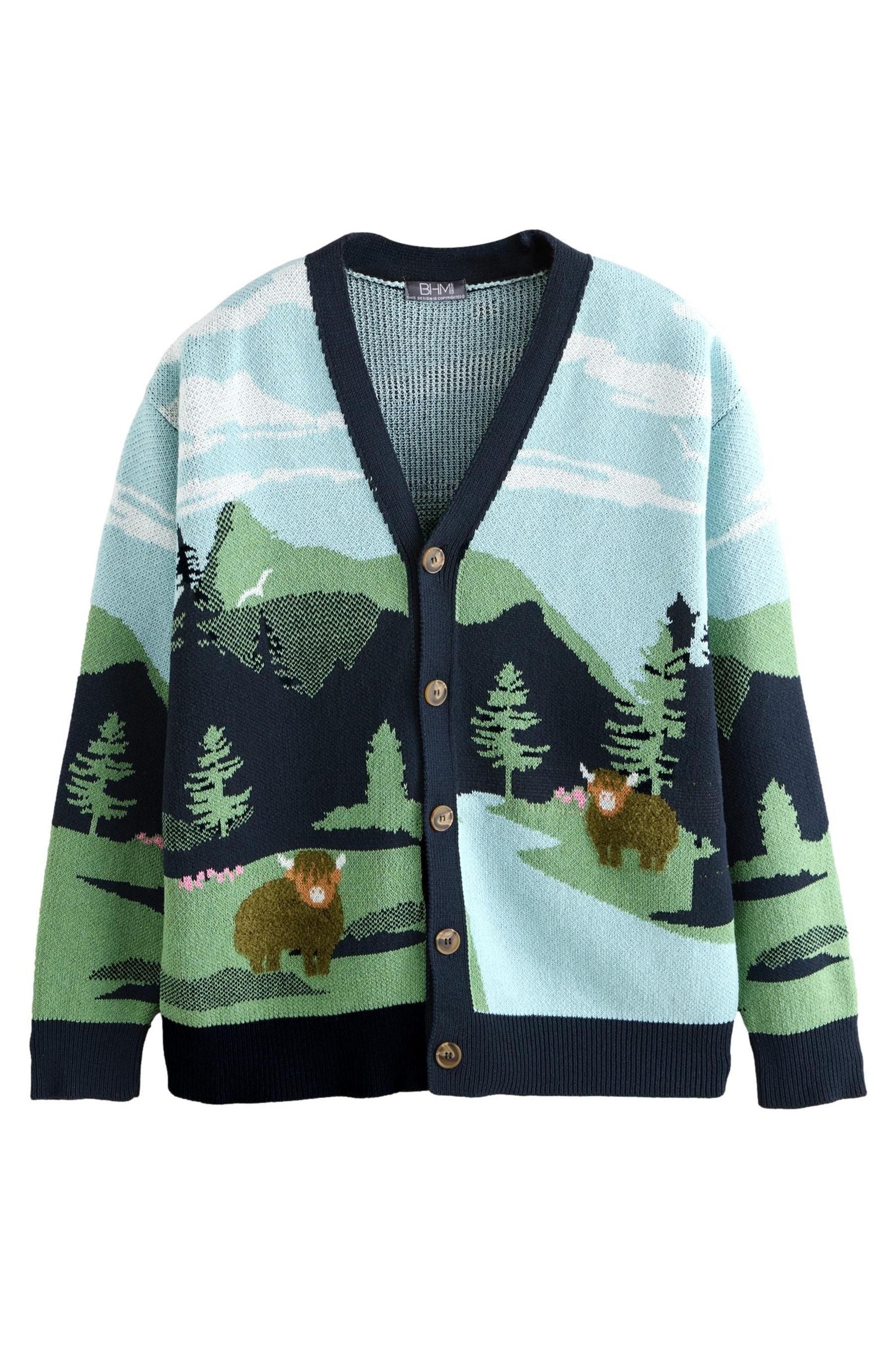 Next Strickjacke Strickjacke aus Baumwollmix, Landschaft mit Hamish (1-tlg)