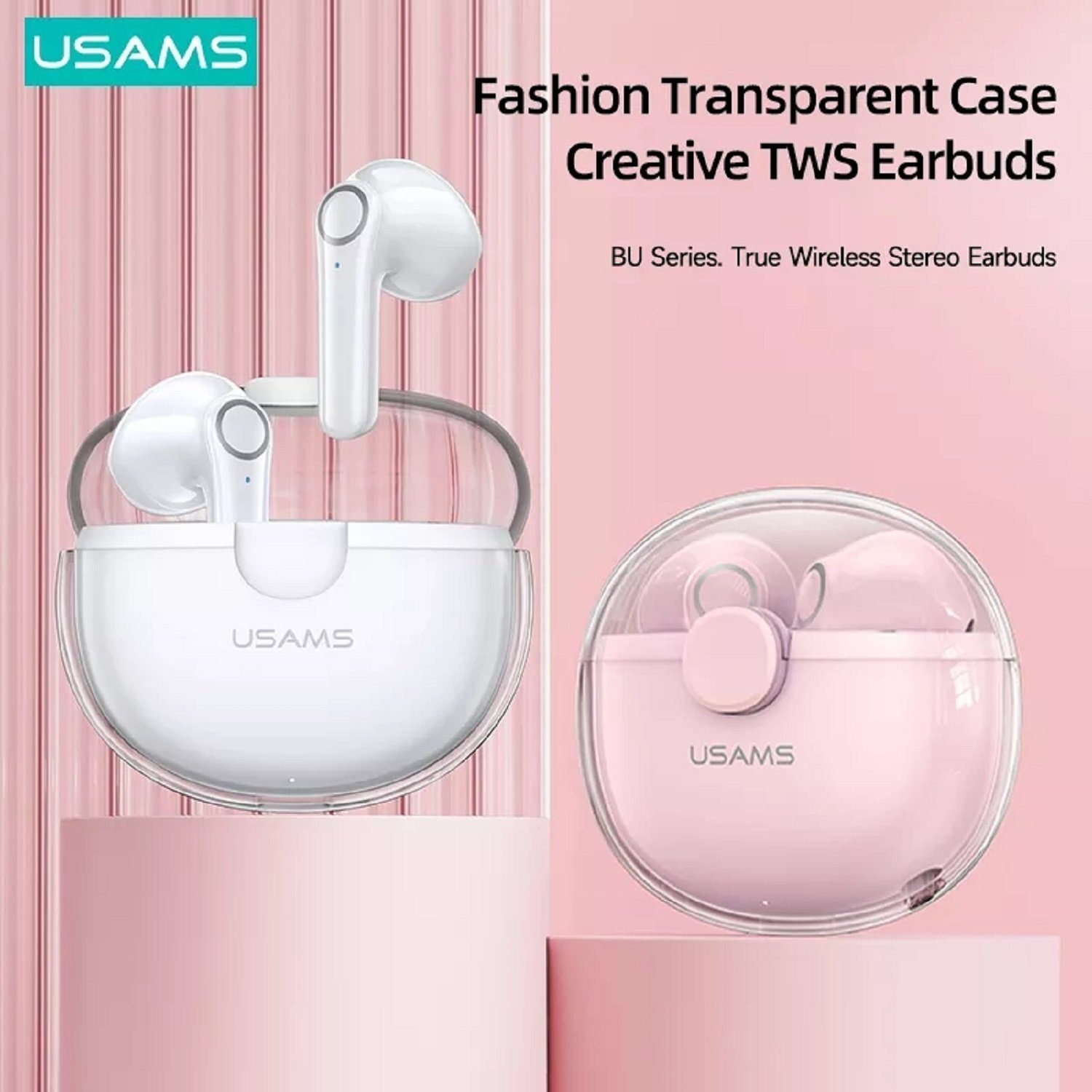 USAMS BU12 TWS BT 5.1 Mikrofon LG In-Ear Türkis 5.1, Kabellos Touch mit Huawei, Control, Apple, Ohrhörer (Bluetooth für Bluetooth-Kopfhörer Samsung, Smartphome, Ladebox Bluetooth, usw)