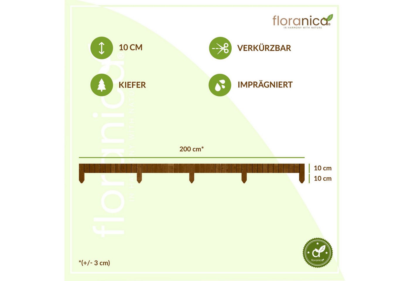 Thumbnail - Floranica Palisade Beeteinfassung Flexibler Rollborder Rasenkante Beetumrandung Palisade, LxH: 200x10 cm, Braun, für Blu...