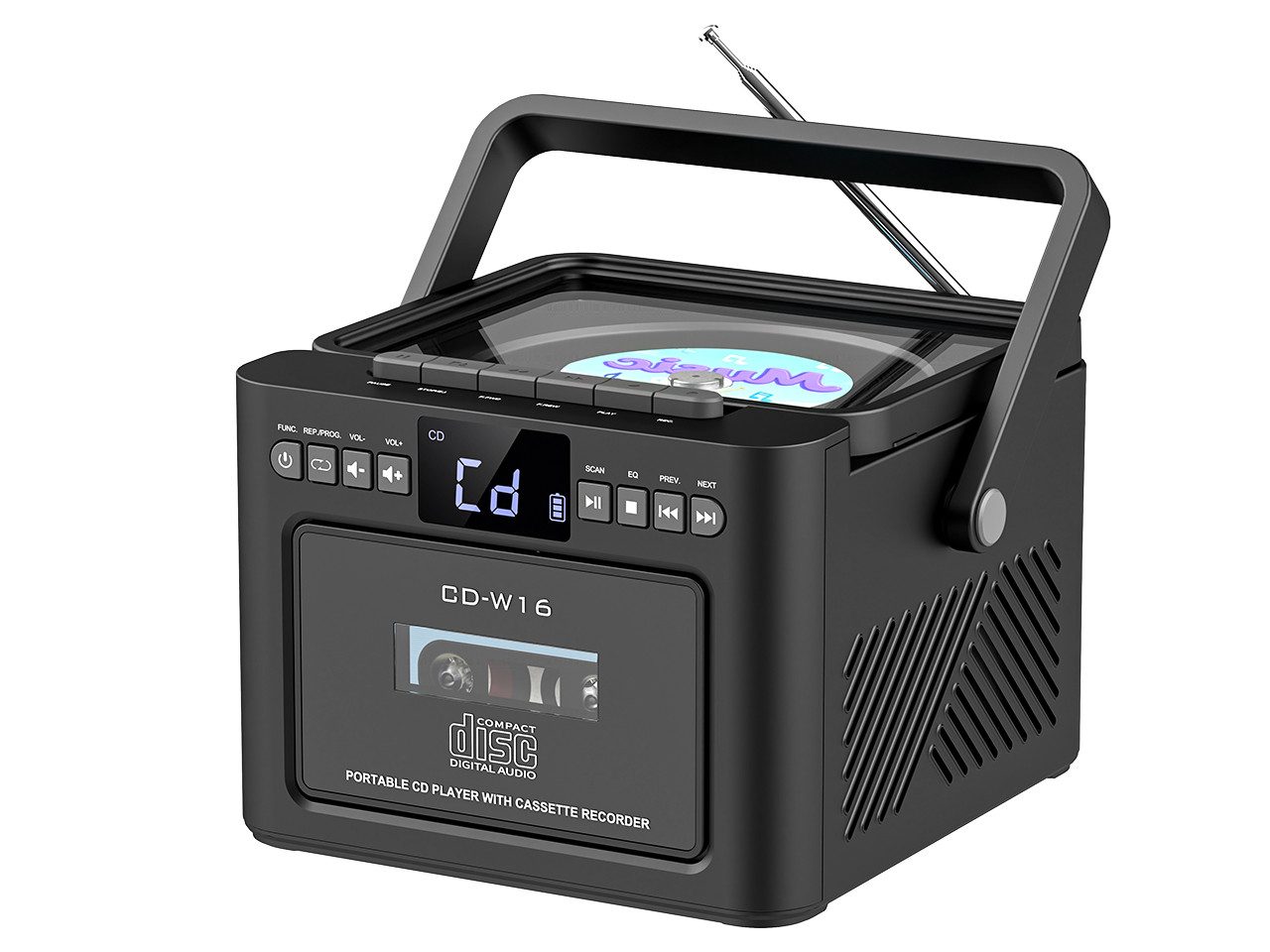 Greadio W16 Tragbarer CD-Player Kassettenrekorder mit Bluetooth 5.1 FM Radio CD-Player (Bluetooth)