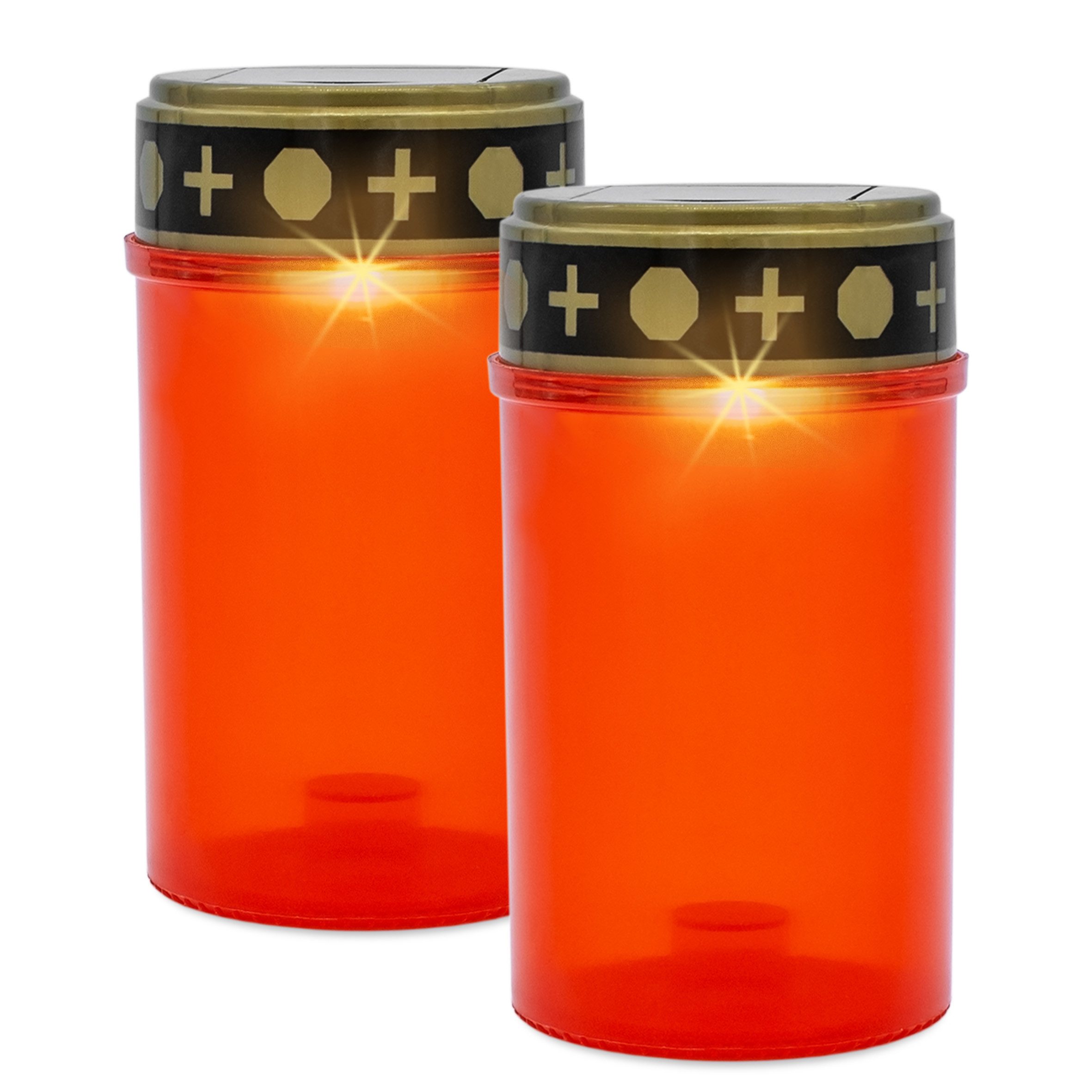 Spetebo Grabkerze LED Solar Grablicht mit Flacker Effekt 2er Set (Set, 1-tlg., 2), mit Flacker Effekt