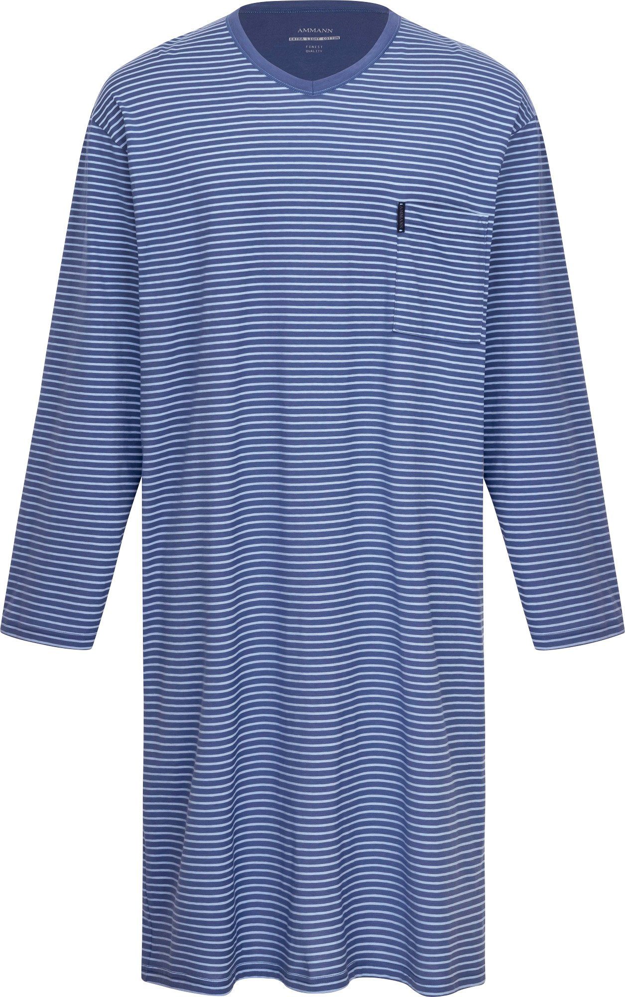Ammann Nachthemd Bio Herren-Nachthemd "EXTRA LIGHT COTTON" Single-Jersey Streifen