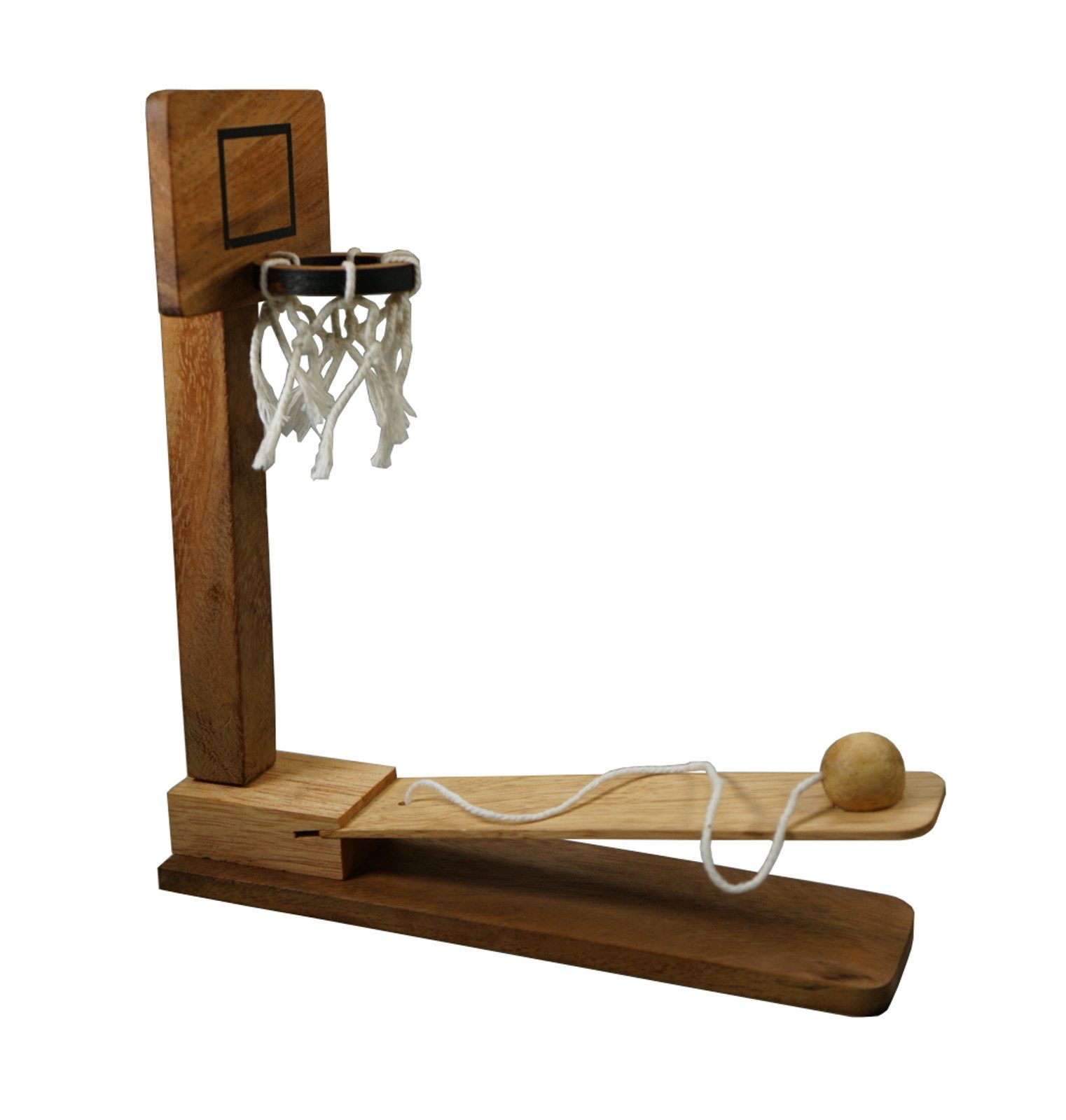 LOGOPLAY Spiel Basketball, Gesellschaftsspiel, Basketball aus Holz das Katapult-Spiel für flinke Finger und
