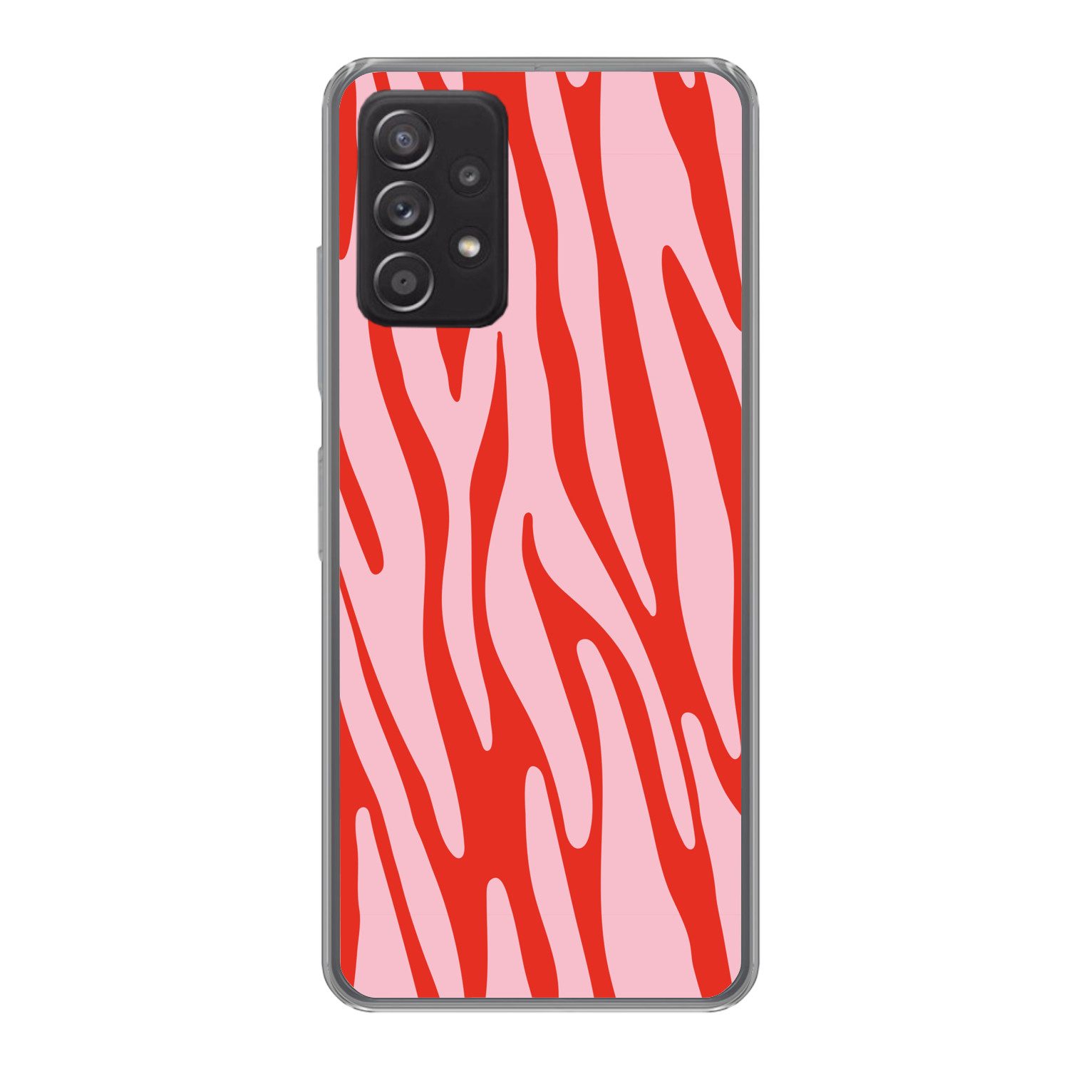 MuchoWow Handyhülle für Samsung Galaxy A33 5G Zebramuster - Rosa - Rot - Tiermuster, Smartphone-Bumper, Print, Handy Schutzhülle Dünn