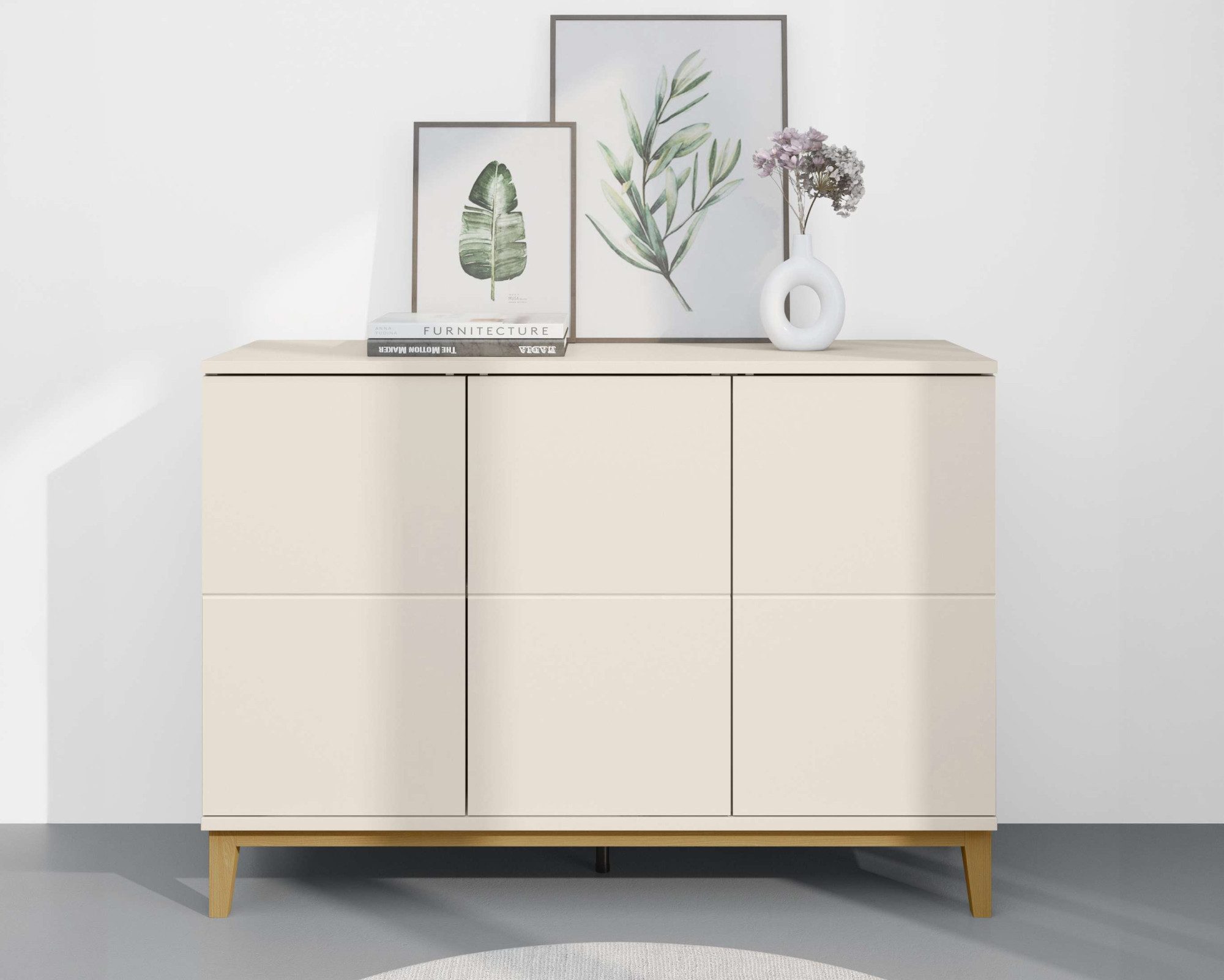 OTTO home Sideboard Maryd, Untergestell in Holzoptik, Push-to-Open Funktion, 4 Fächer