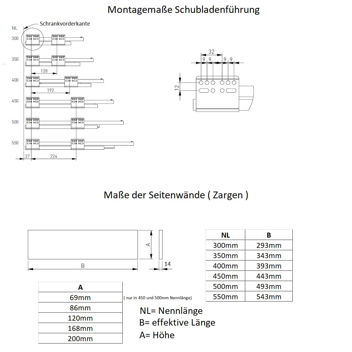 Open MS Schubladensystem Auszug 40kg Touch to Schubladen-Set Beschläge