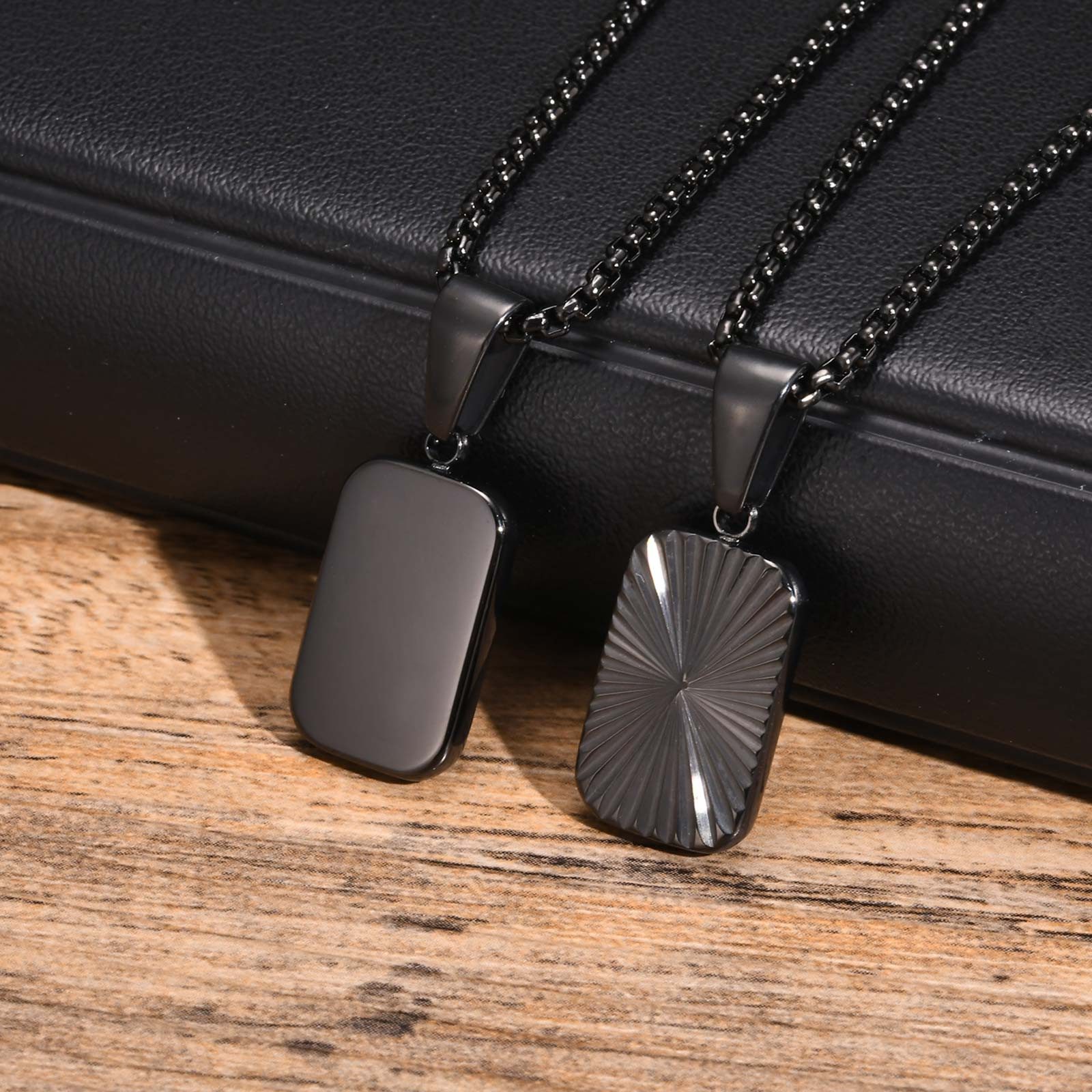 KARMA Kette mit Anhänger Erbskette Herren Halskette Edelstahl Silber Schwarz Gold mit Anhänger (Geschenk für Herren modern), Edelstahlhalskette Kette Herrenhalskette Herrenkette