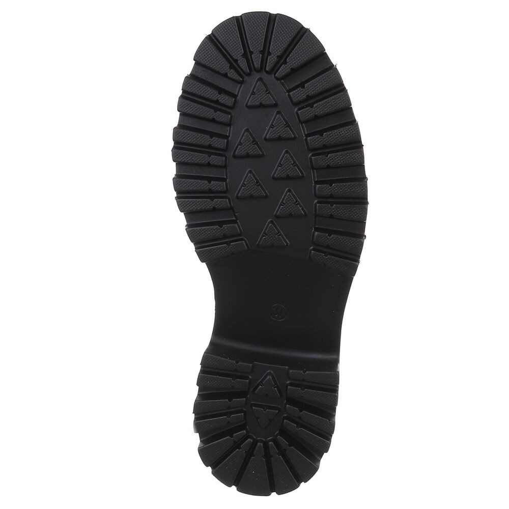 Ital-Design Robuste Lederstiefel für Damen mit Schnürung und Gummisohle Stiefelette (90169347) Blockabsatz Plateaustiefeletten in Schwarz