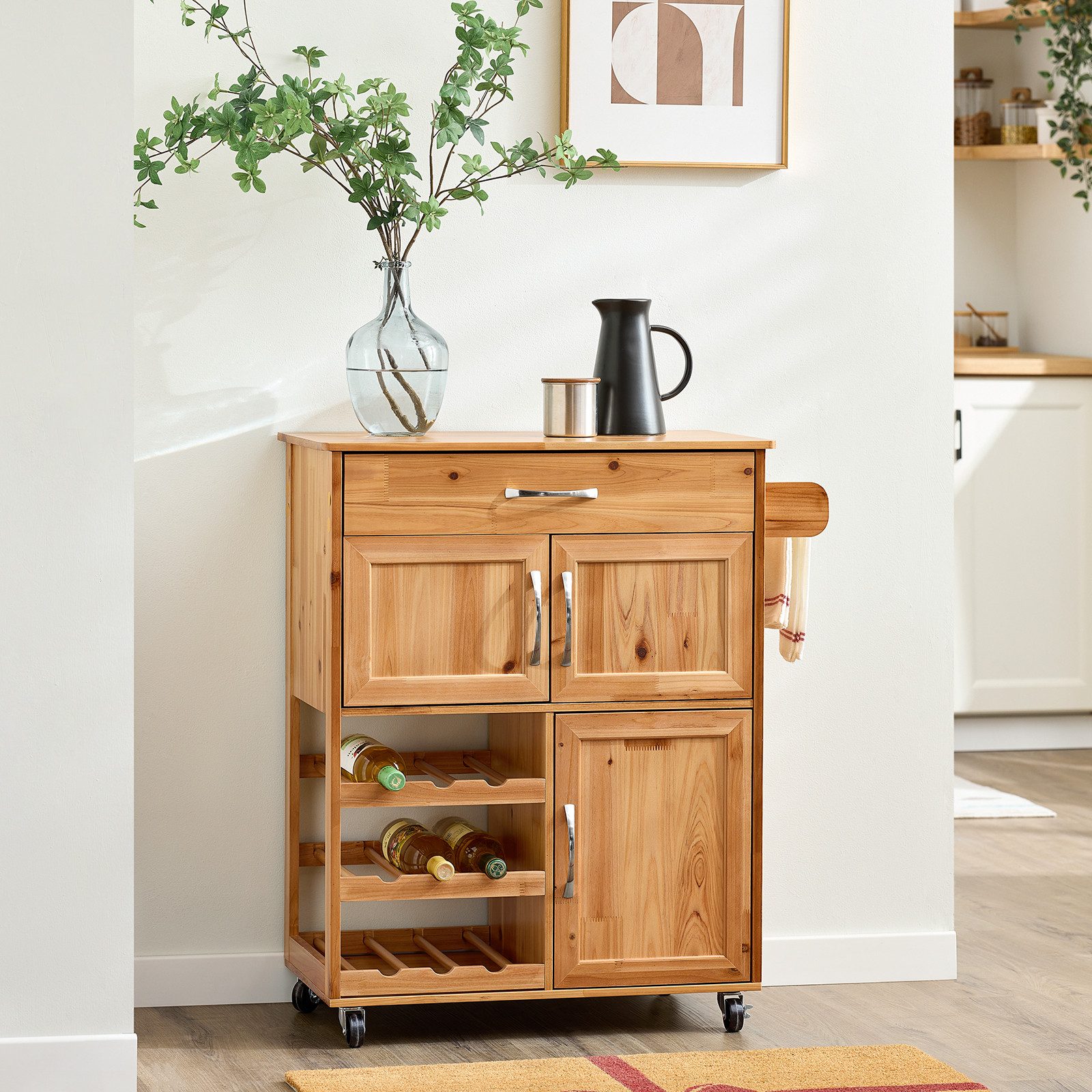 SoBuy Küchenwagen FKW45, Küchenwagen auf Rollen, Kücheninsel, Küchenregal, günstig online kaufen