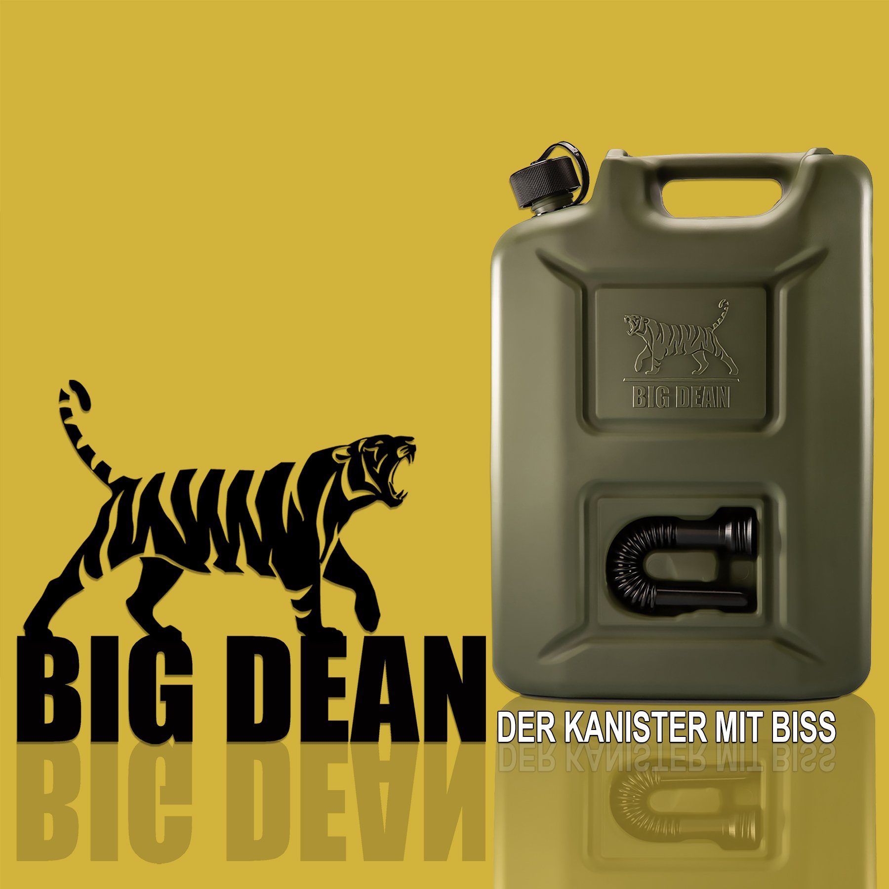 BigDean Benzinkanister Benzinkanister 20L in Olivgrün mit flexiblem Ausgießer (Set, 1 St., Benzinkanister), Kraftstoffkanister, Benzin, Diesel, AdBlue, Öl