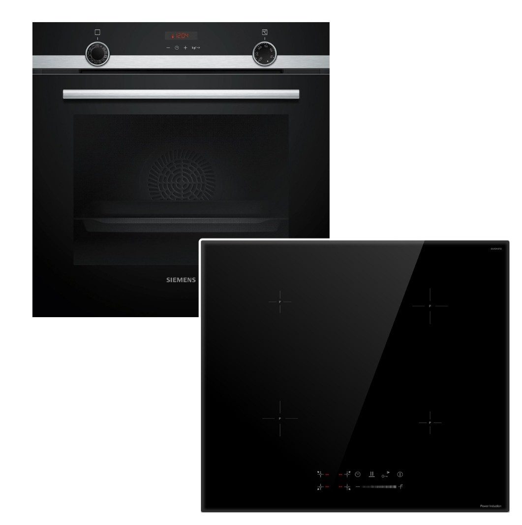 SIEMENS Backofen-Set Dampfunterstützung Pyrolyse+ keenberk Induktionskochfeld Booster Touch, mit 1-fach Teilauszug, Pyrolyse-Selbstreinigung
