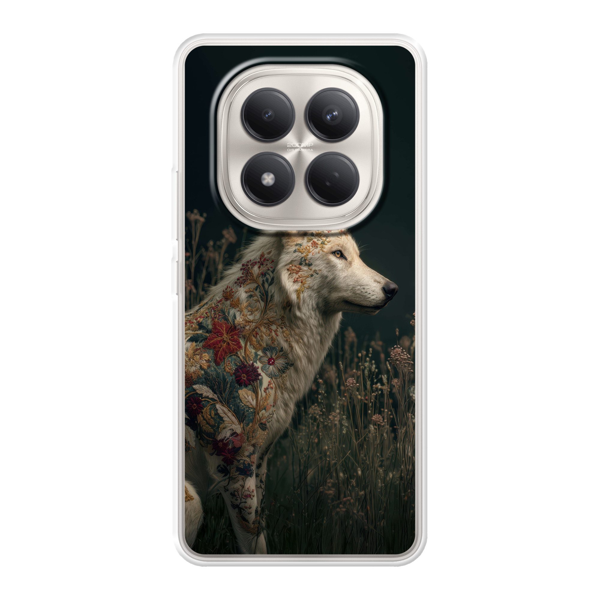 Handyhülle für Xiaomi Redmi Note 15 Pro 4G Wolf - Blumen - Natur