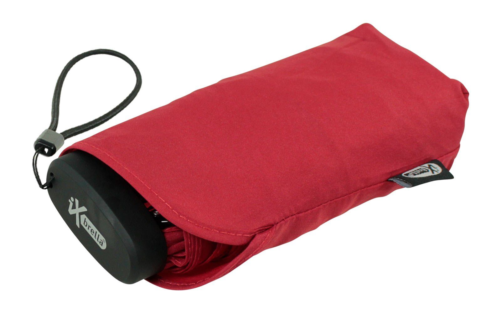 iX-brella Taschenregenschirm Ultra ultra-klein 15 im Schirm winziger dunkelrot cm Format, Mini Handy