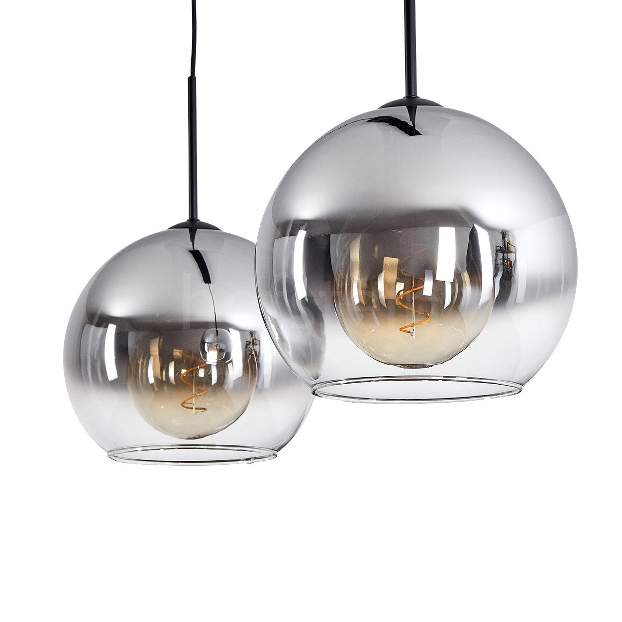 hofstein Hängeleuchte »Cesaro« Hängelampe aus Metall/Glas in Schwarz/Rauchfarben/Klar, ohne Leuchtmittel, mit Schirmen Glas, E27