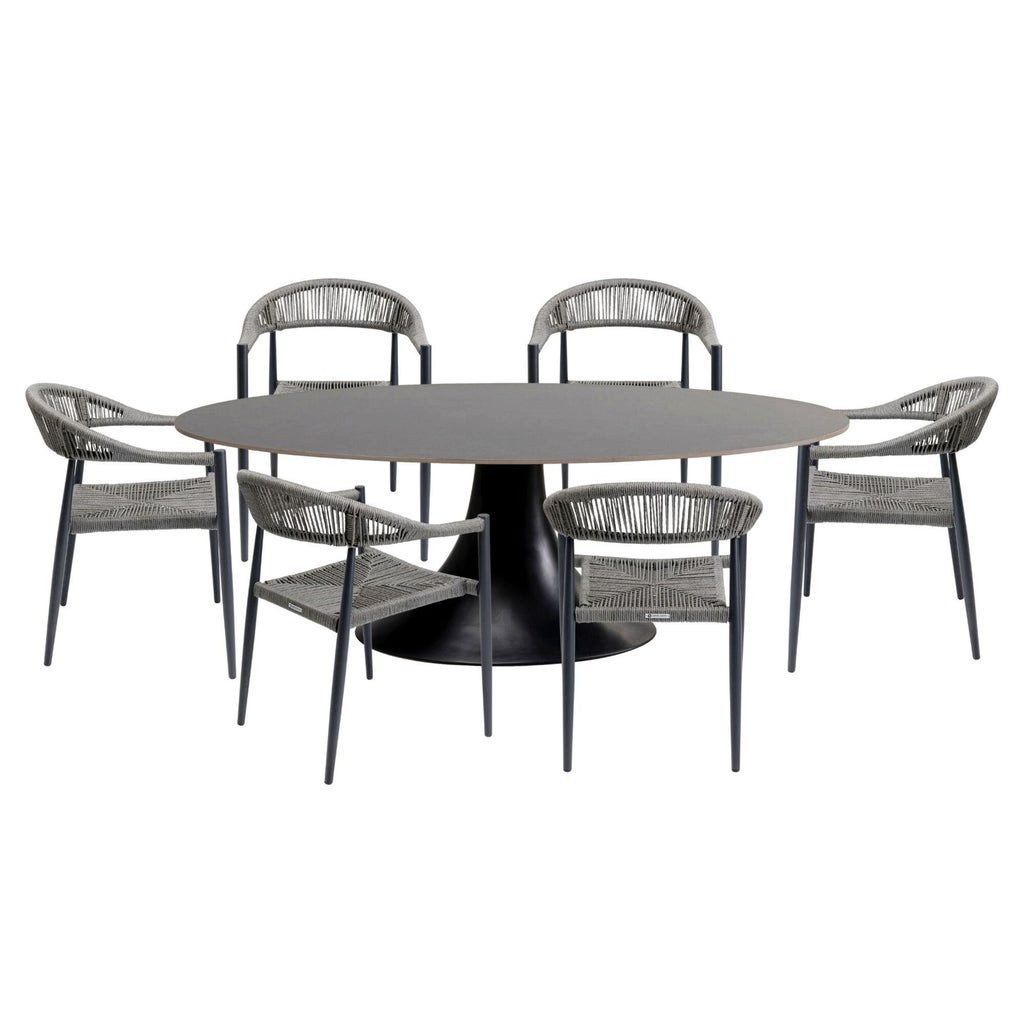 Kare Design Gartenlounge-Set Palma Possibilita, (7-tlg., 6 Stühle, 1 Esstisch)