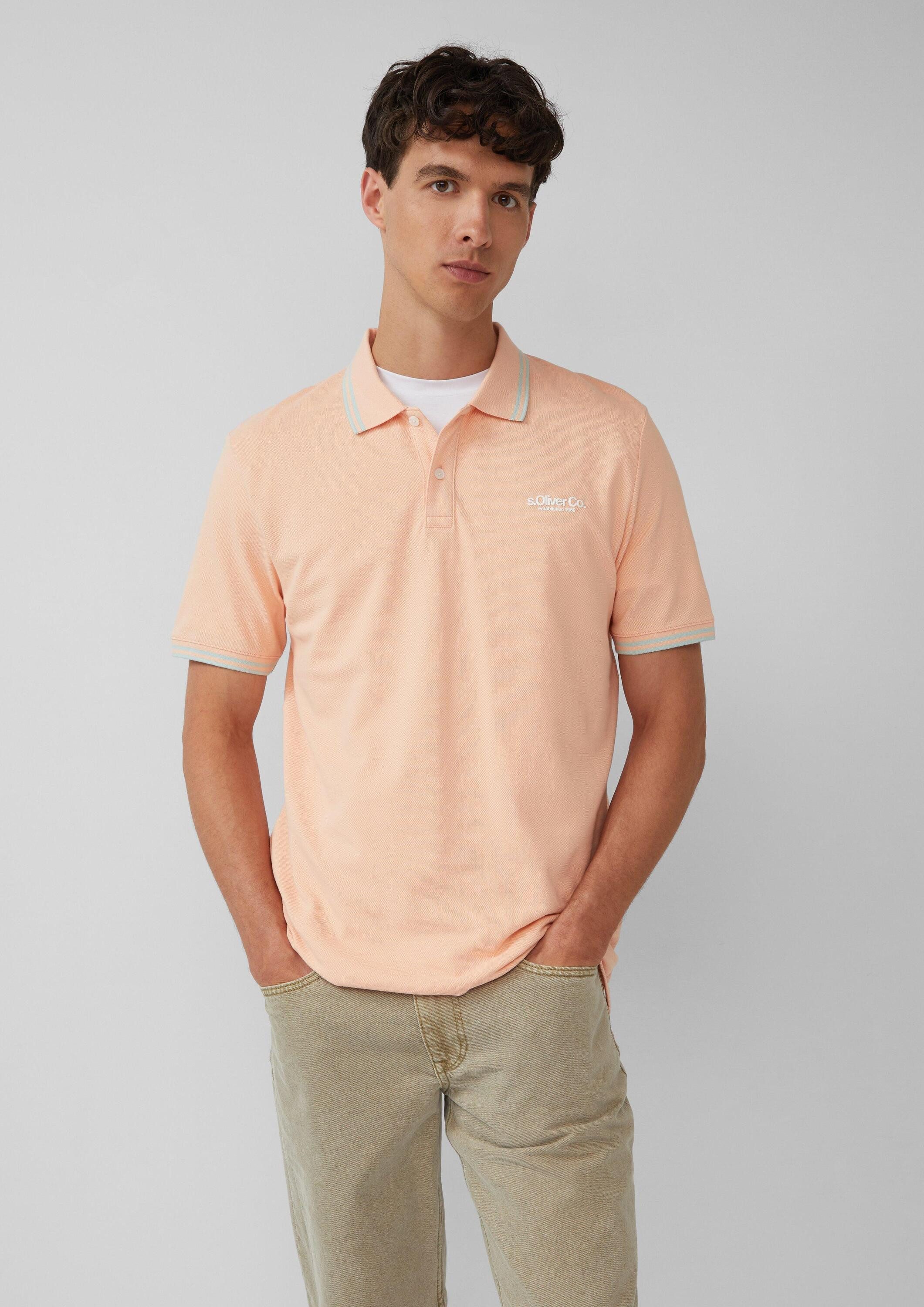 s.Oliver Kurzarmshirt Polo-Shirt Piqué-Poloshirt mit Kontrastdetails günstig online kaufen